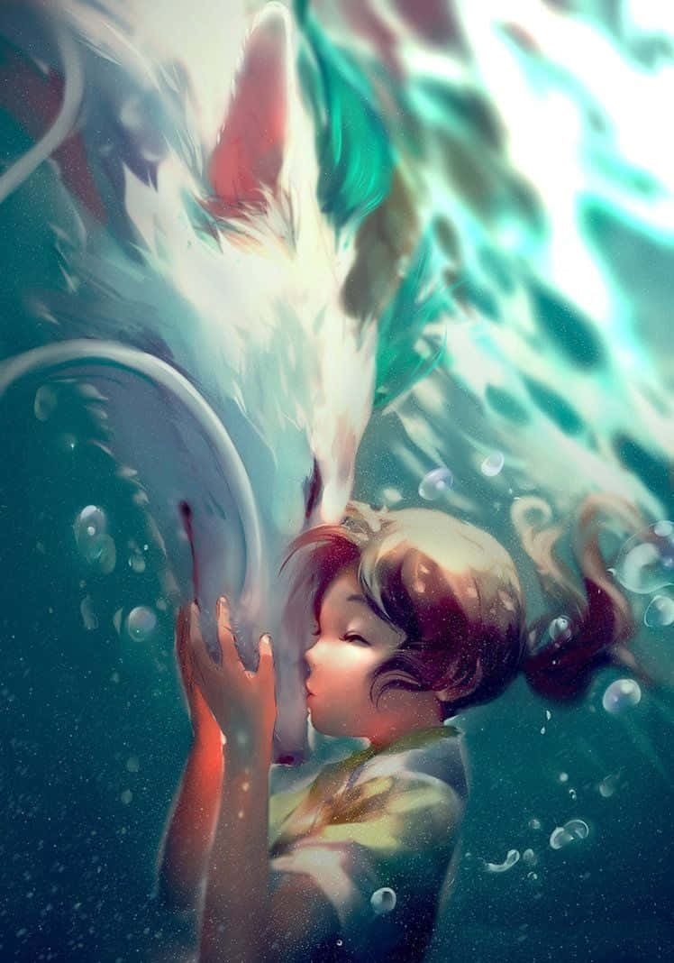Haku, Spirited Away, glowing white fox, SD Phone Wallpaper
