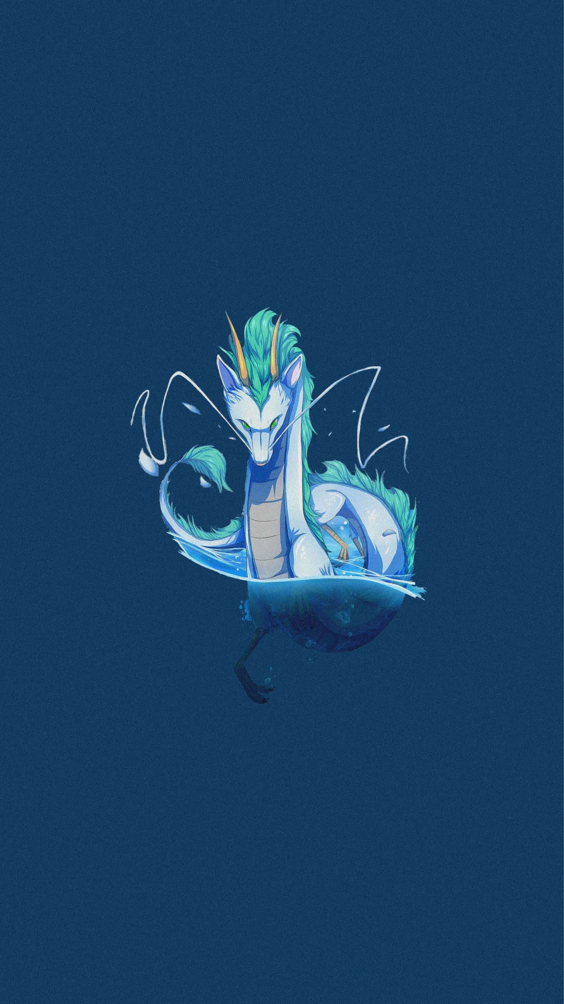 Haku, Spirited Away, blue and teal dragon, 2K Phone Wallpaper