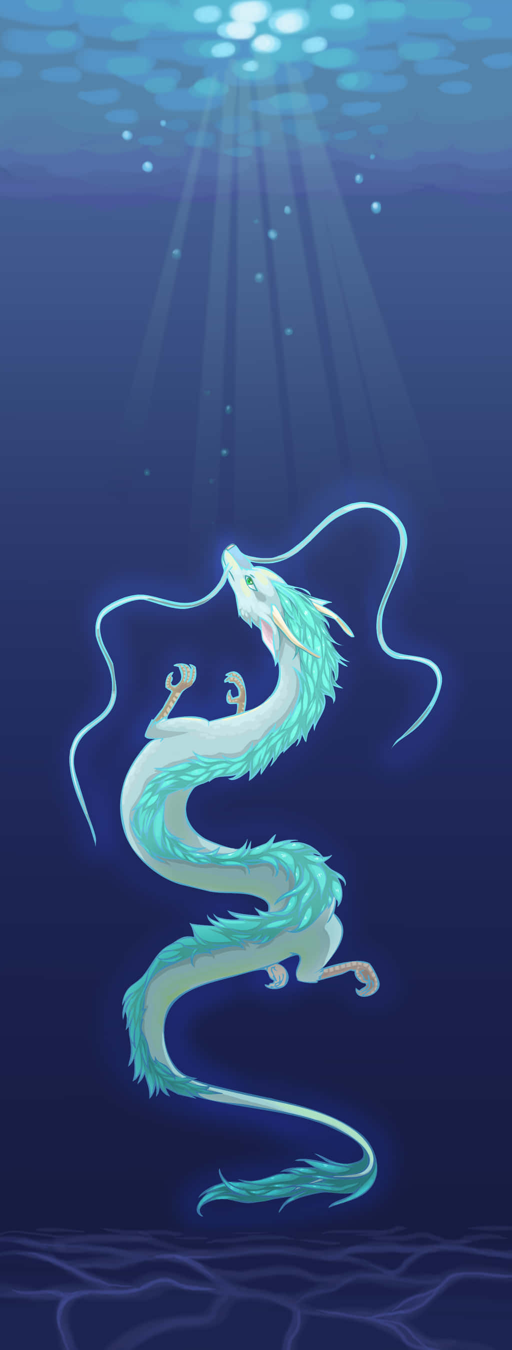 Haku, Spirited Away, turquoise dragon, 2K Phone Wallpaper