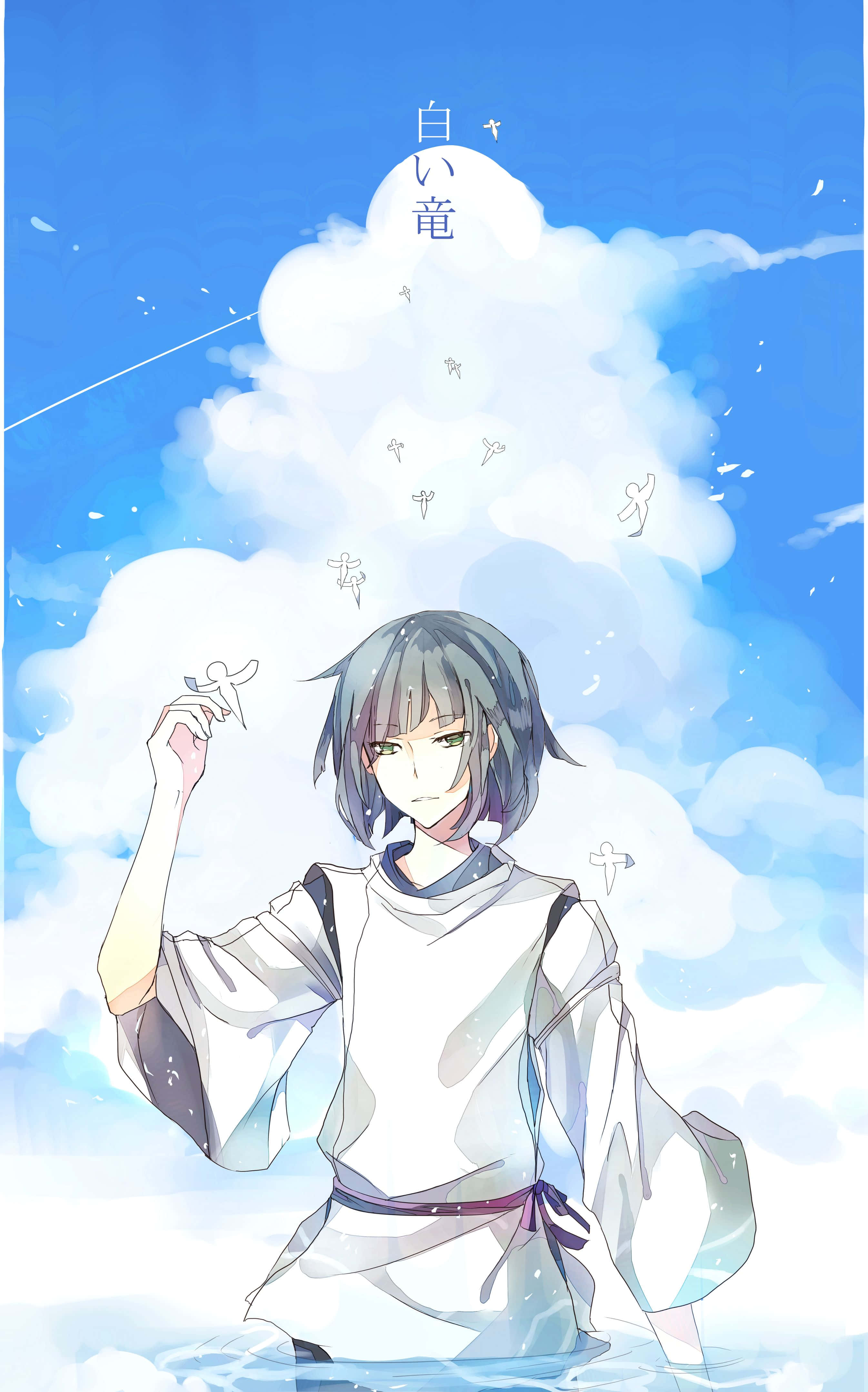 Haku, Spirited Away, flying in the sky, 4K Phone Wallpaper