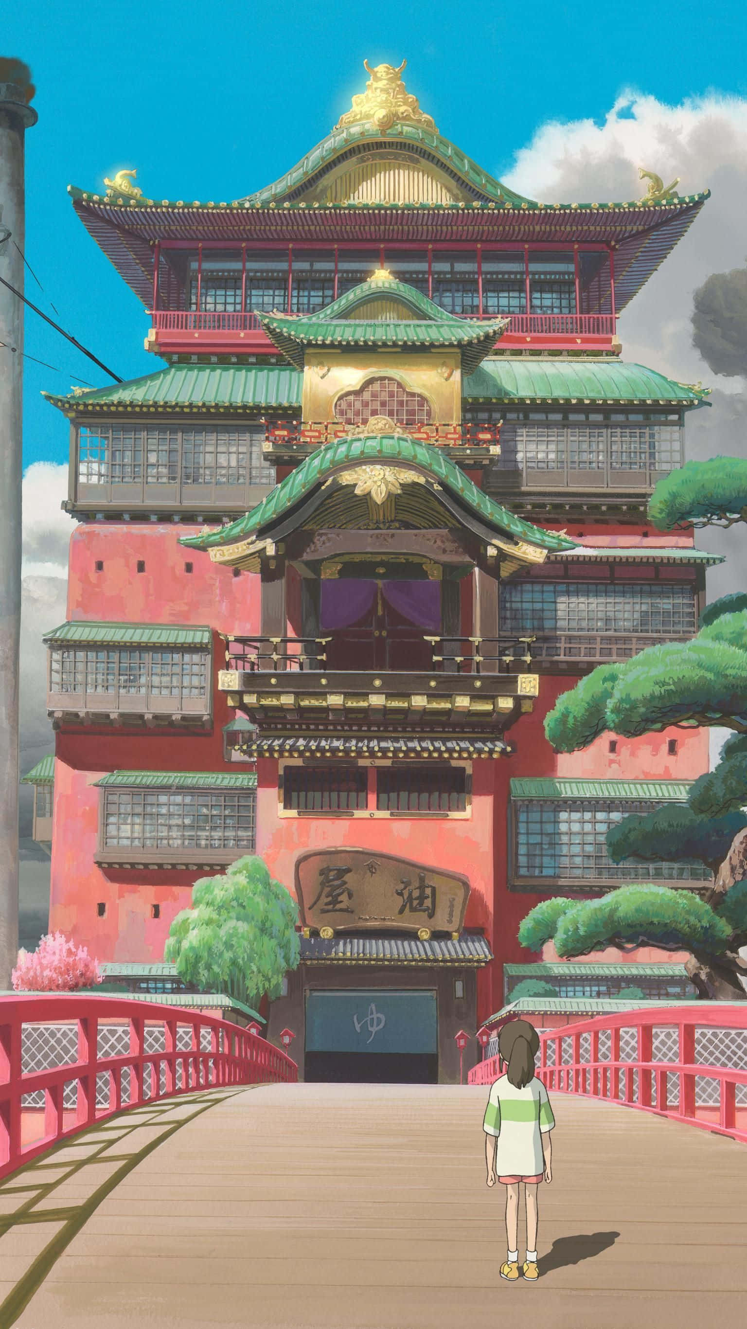 Haku, Spirited Away, red bridge, 2K Phone Wallpaper