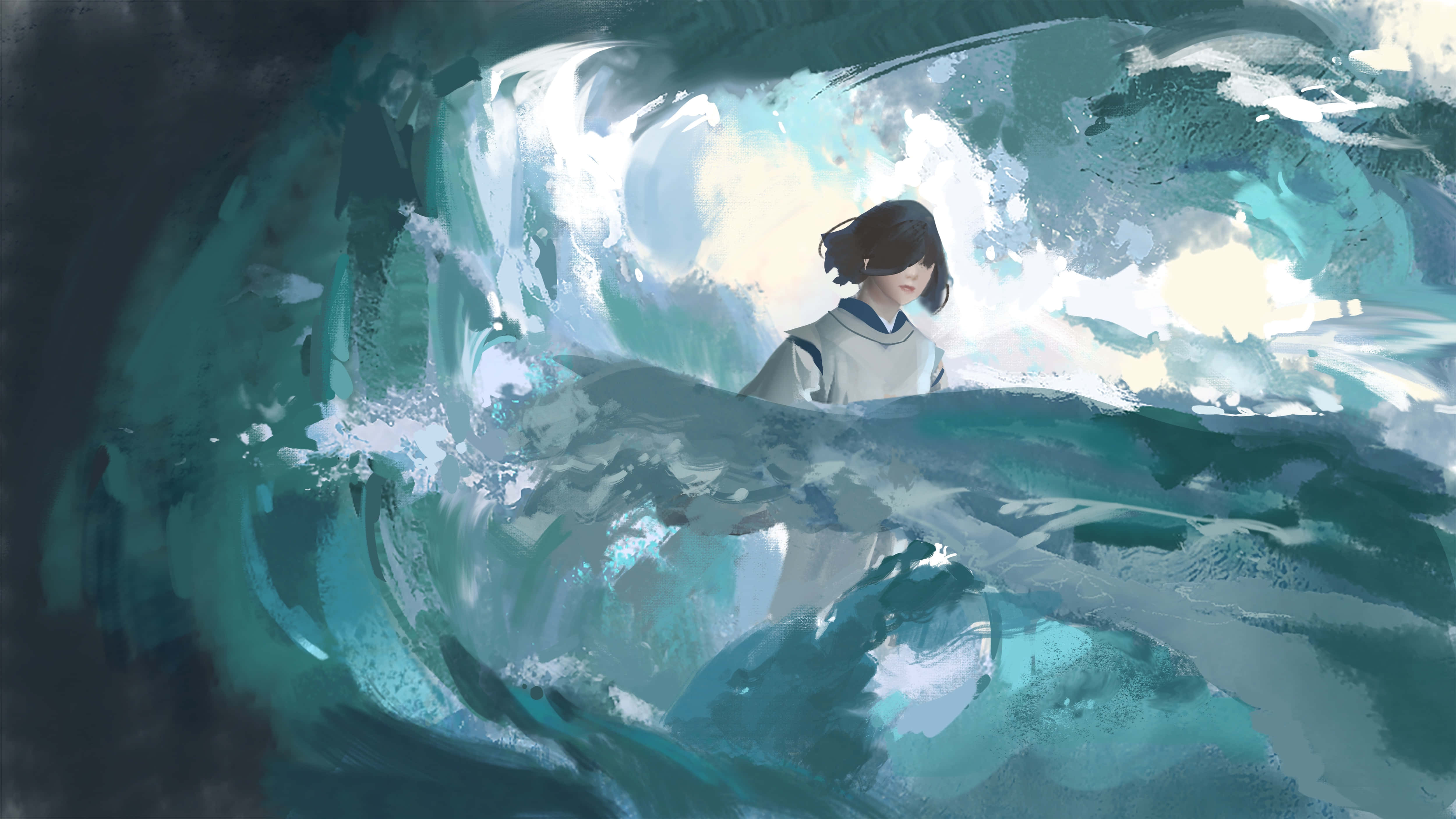 Haku, Spirited Away, white robe, 4K Desktop Wallpaper