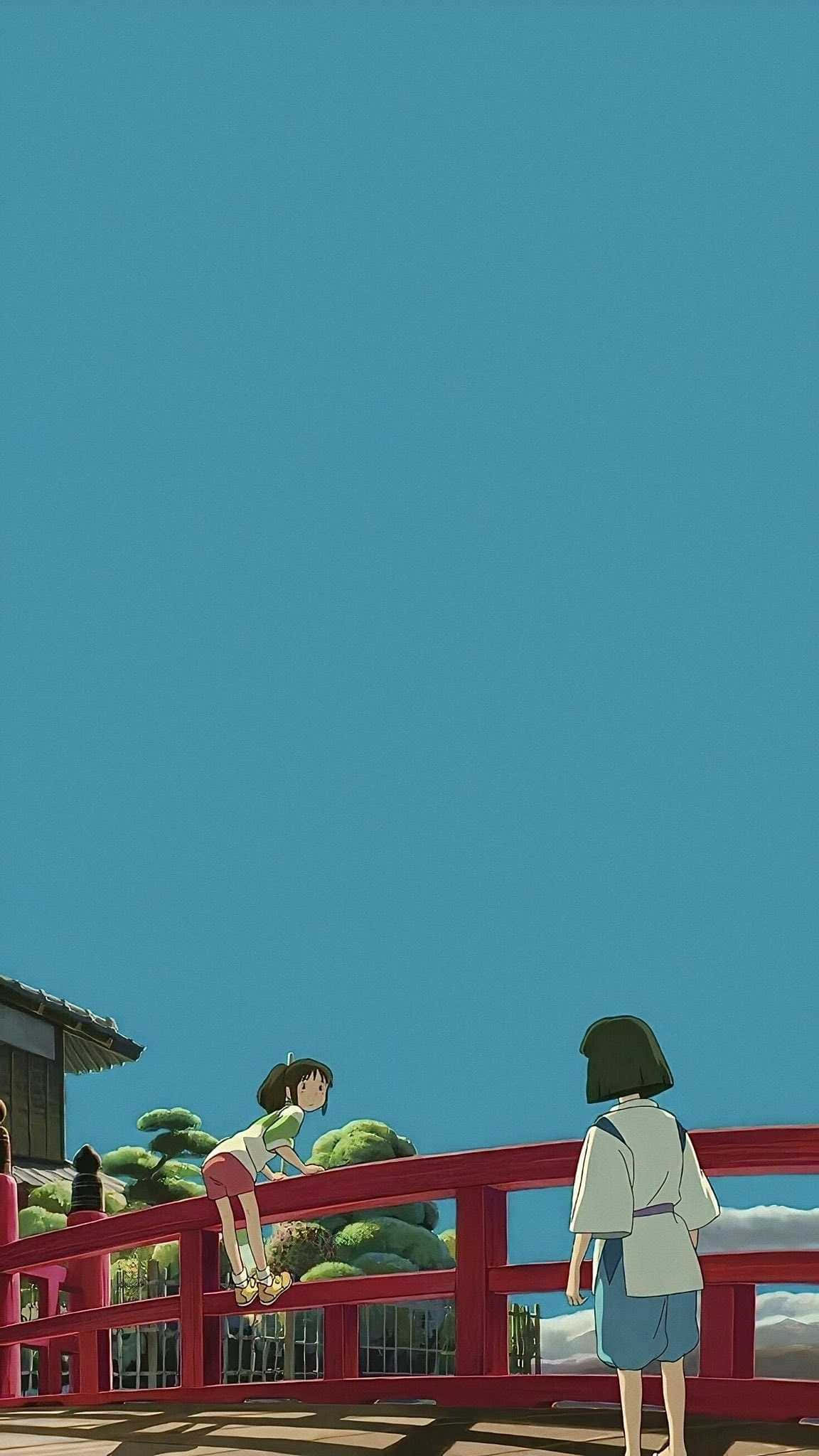 Haku, Spirited Away, vibrant red bridge, Full HD Phone Wallpaper