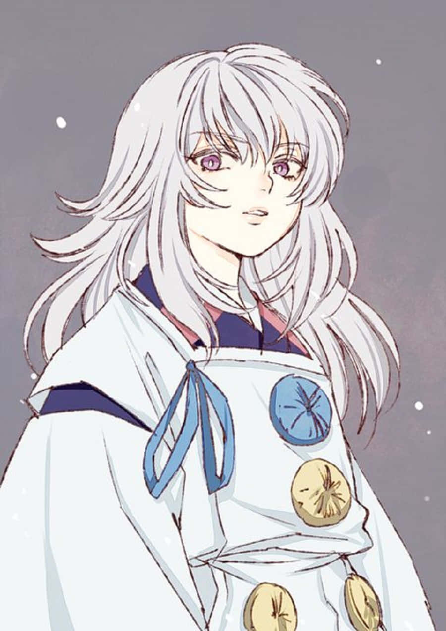 Hakudoshi, silver hair, purple eyes, SD Phone Wallpaper