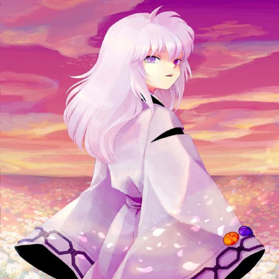 Hakudoshi, anime girl, long white hair, SD Desktop Wallpaper