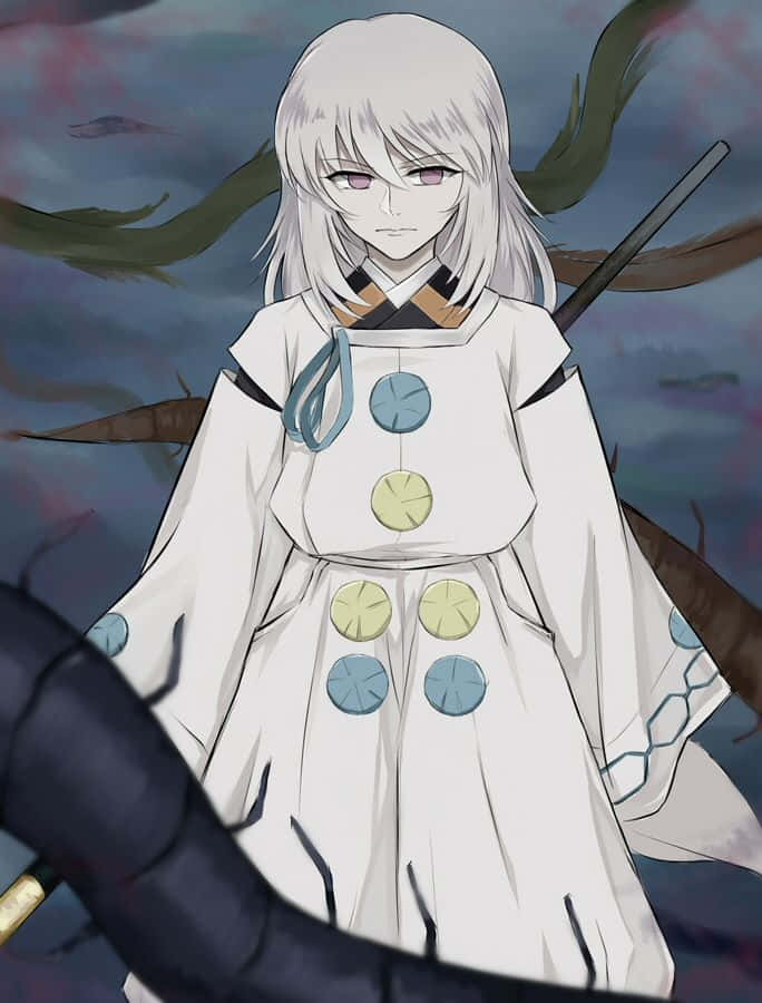 Hakudoshi, silver hair, purple eyes, SD Phone Wallpaper