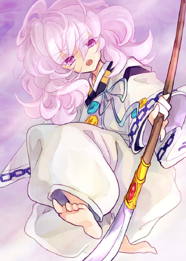 Hakudoshi, pink-haired anime girl, white robes, SD Phone Wallpaper