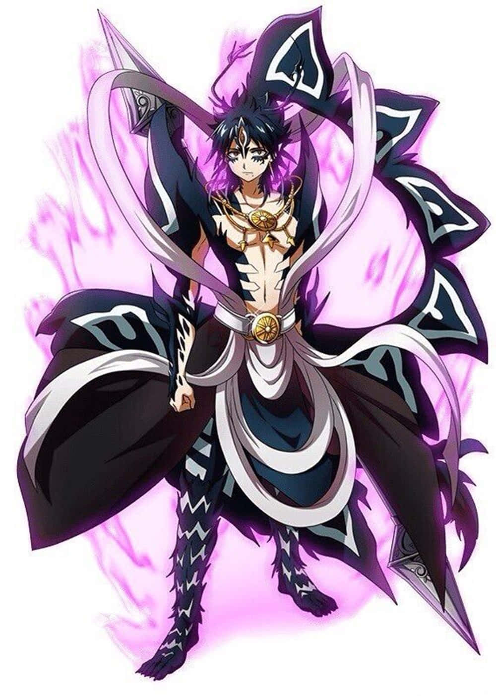 Hakuryuu Ren, black hair, purple aura, HD Phone Wallpaper