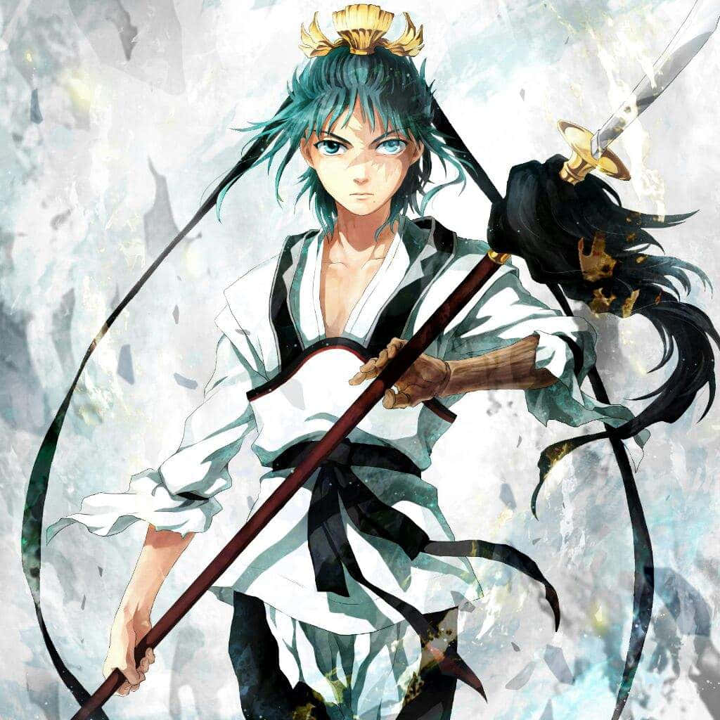 Ren Hakuryuu, teal hair, golden crown, SD Desktop Wallpaper