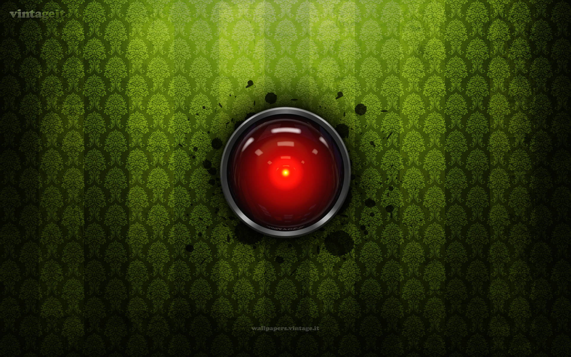 HAL 9000, glowing red button, metallic rim, Full HD Desktop Wallpaper