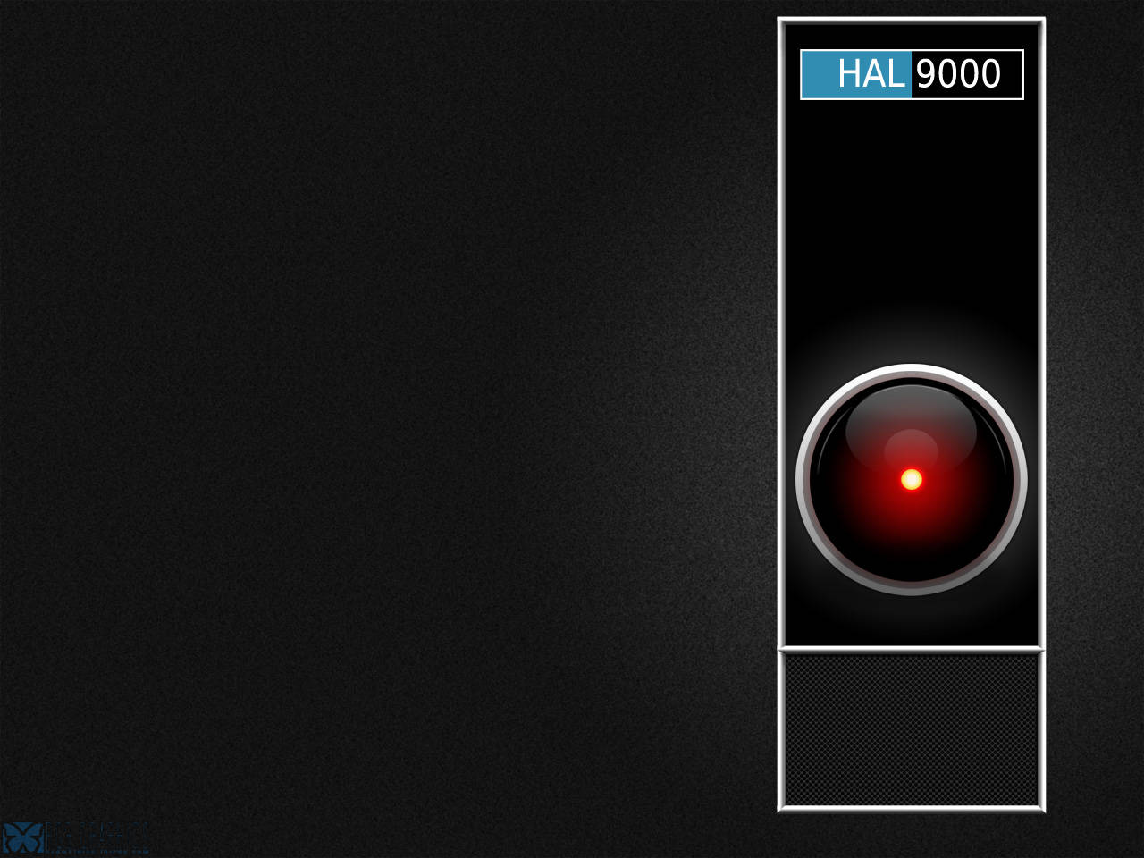 HAL 9000, glowing red eye, blue label, HD Desktop Wallpaper