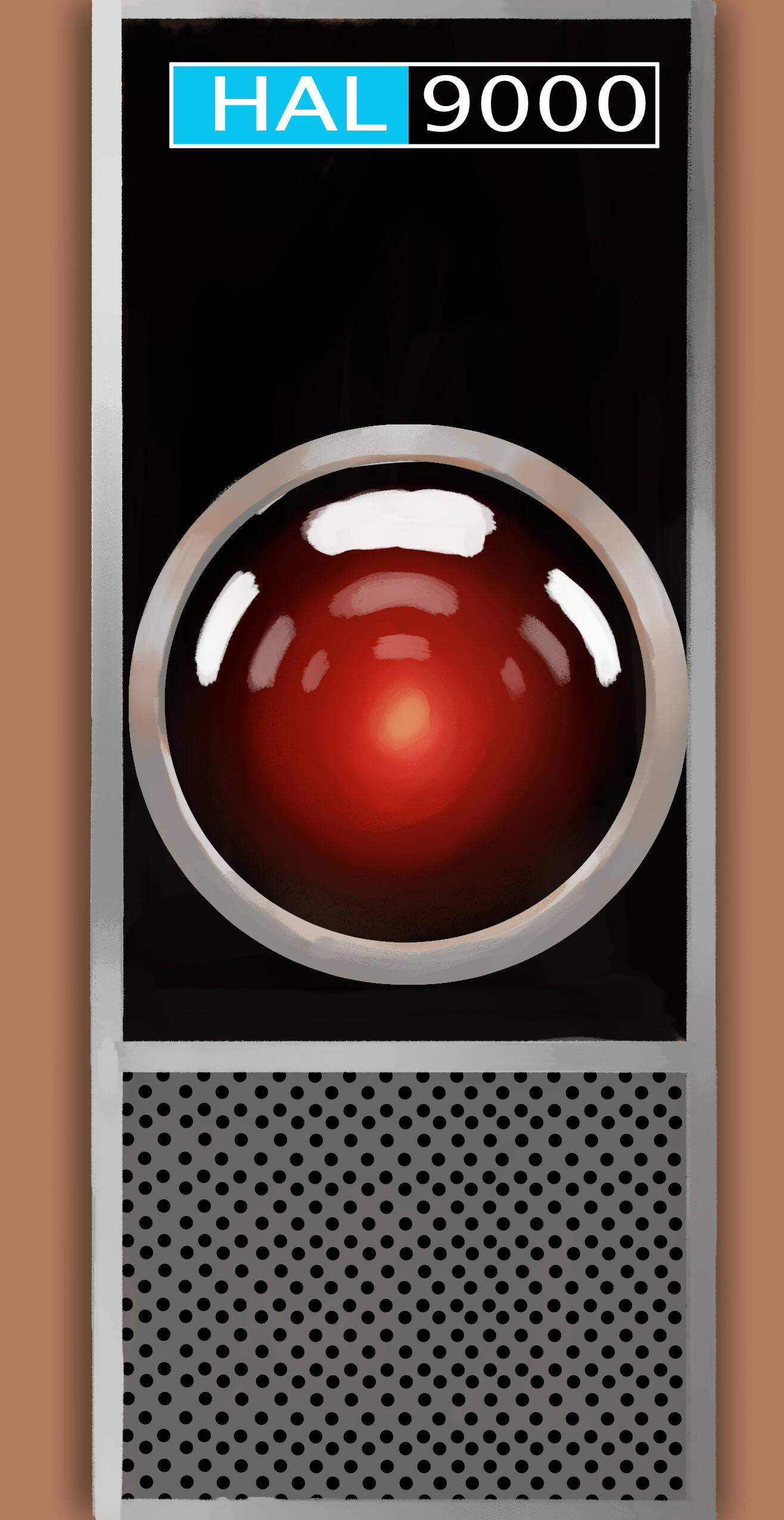 HAL 9000, red glowing eye, metallic casing, Full HD Phone Wallpaper