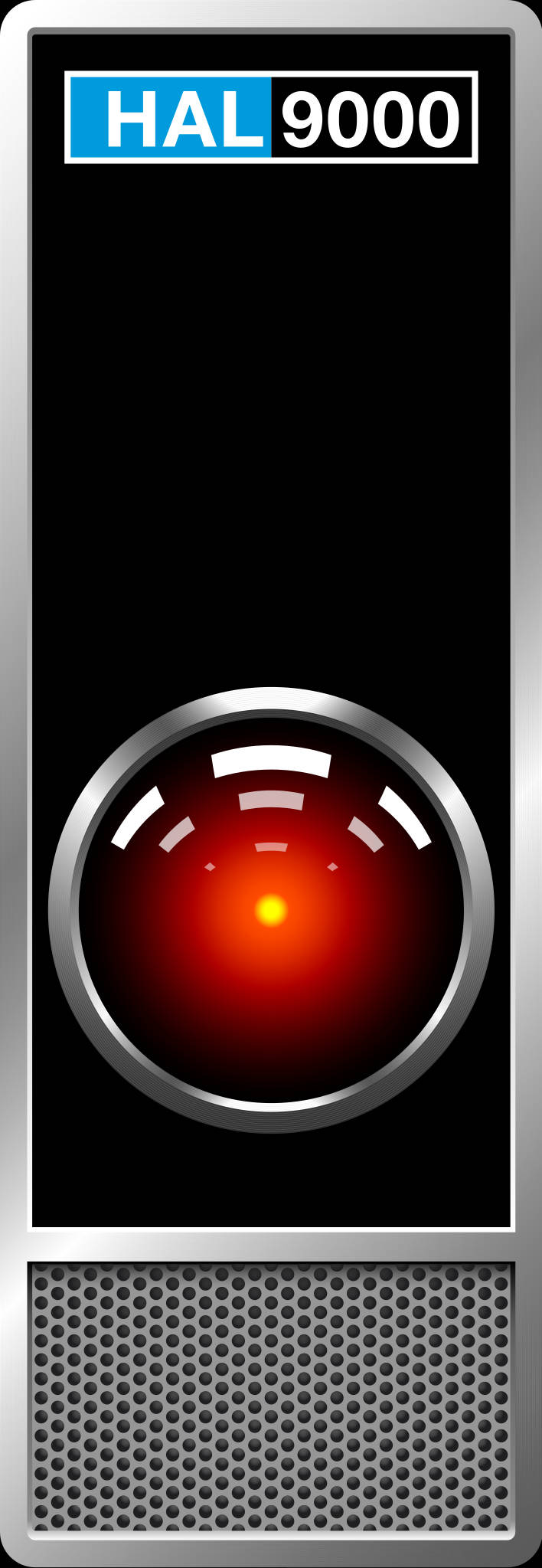 HAL 9000, red glowing eye, blue labeled panel, Full HD Phone Wallpaper