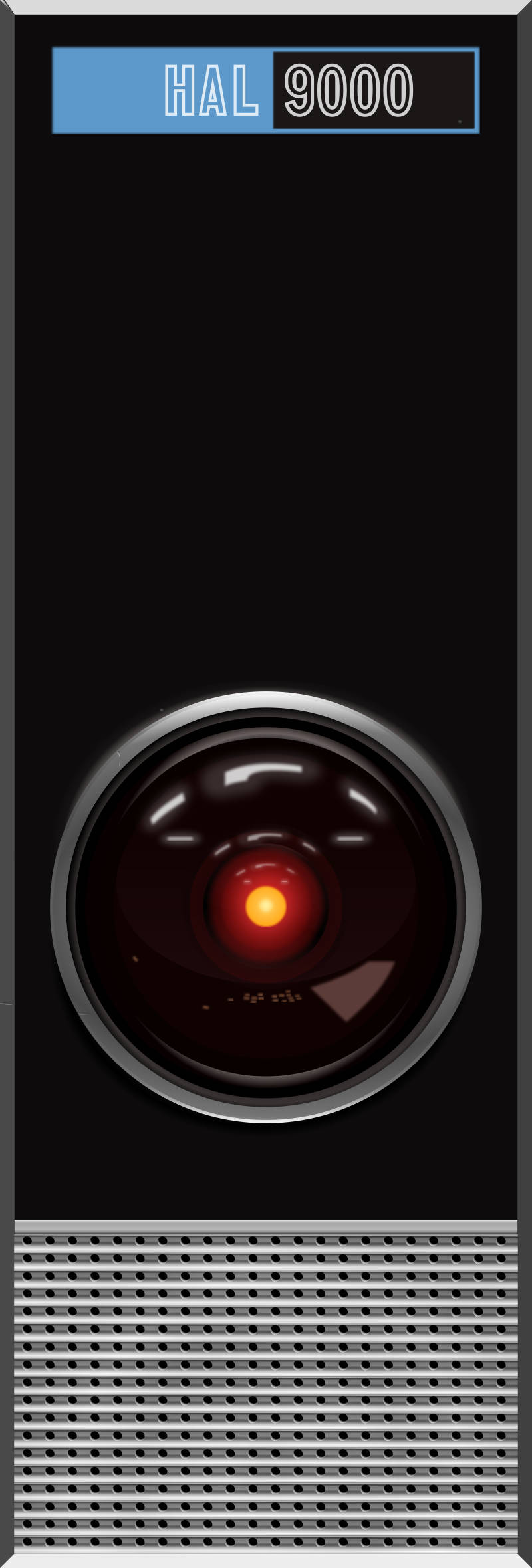 HAL 9000, glowing orange eye, blue nameplate, Full HD Phone Wallpaper