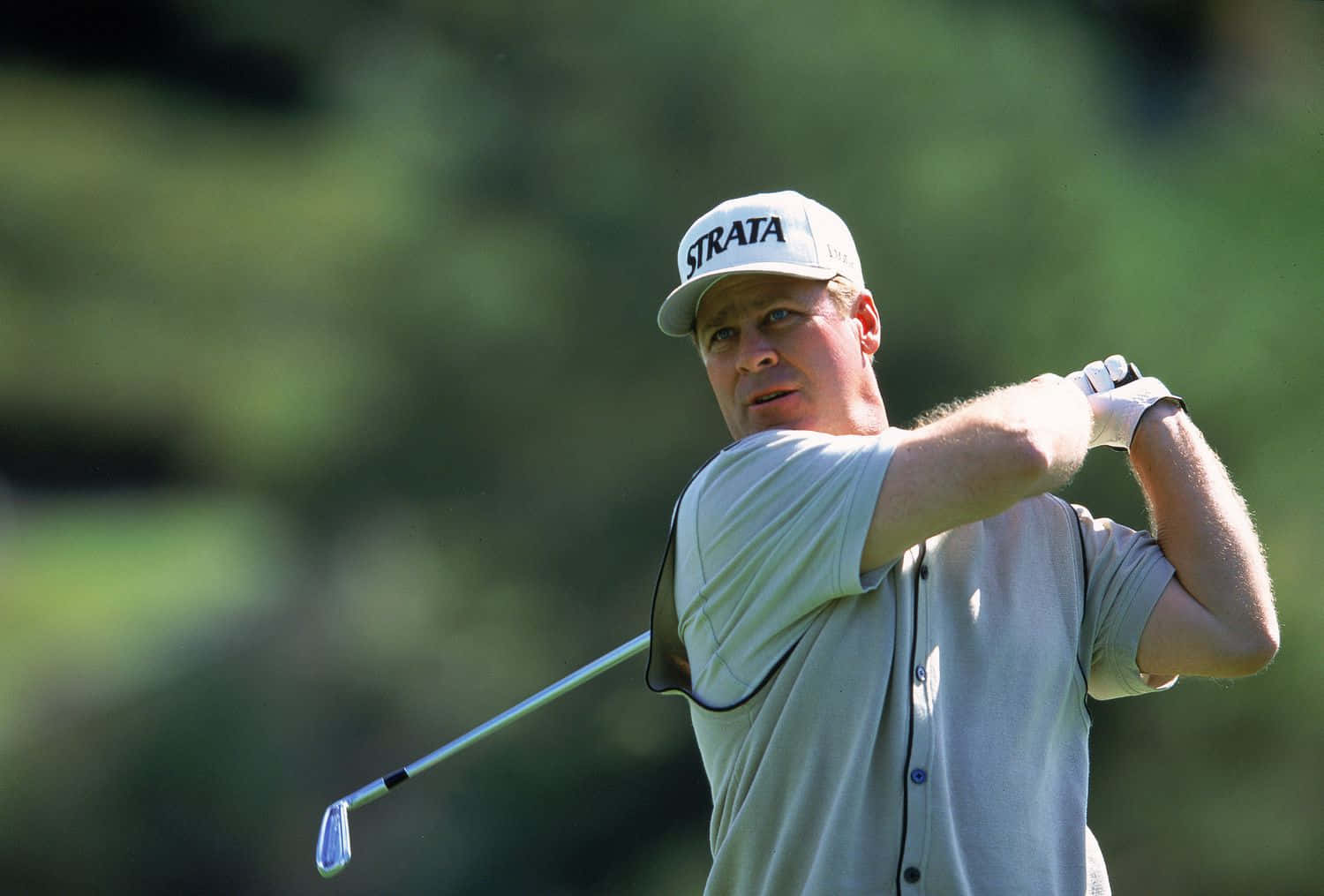Hal Sutton, golf club swing, white cap, HD Desktop Wallpaper