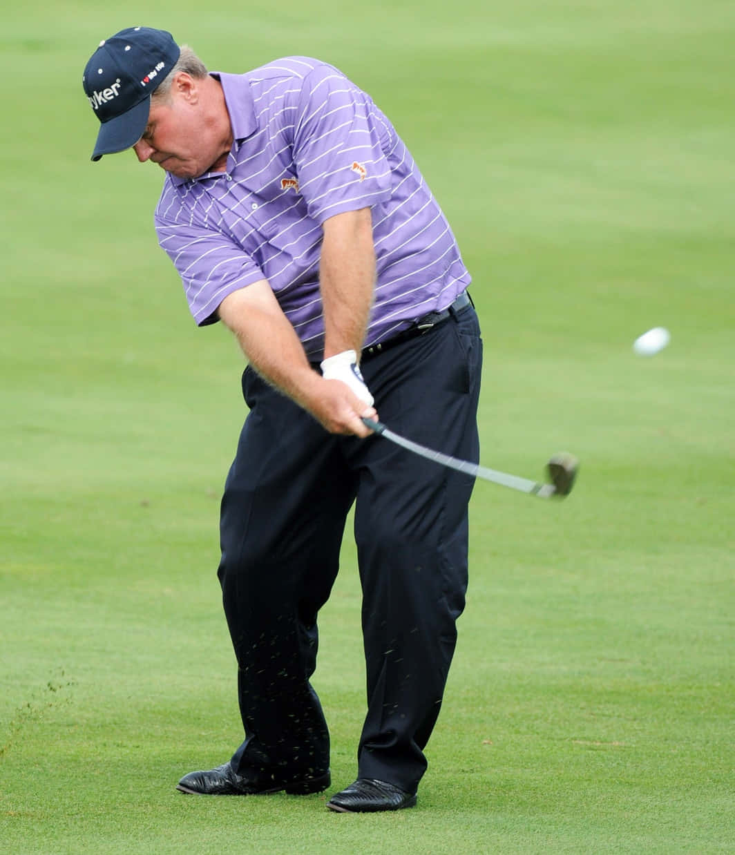 Hal Sutton, purple striped shirt, lush green fairway, SD Phone Wallpaper