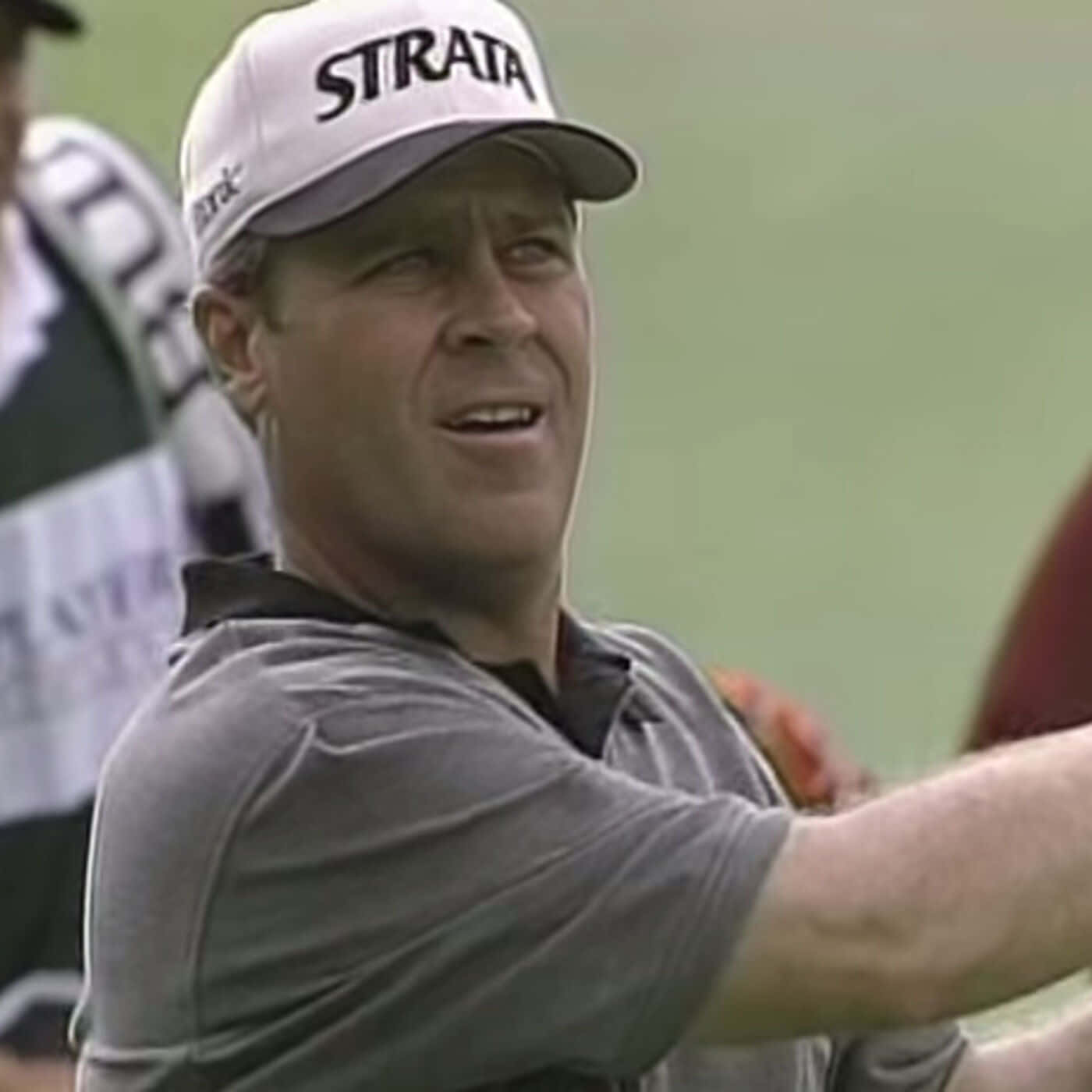 Hal Sutton, white STRATA cap, mid-swing, HD Desktop Wallpaper