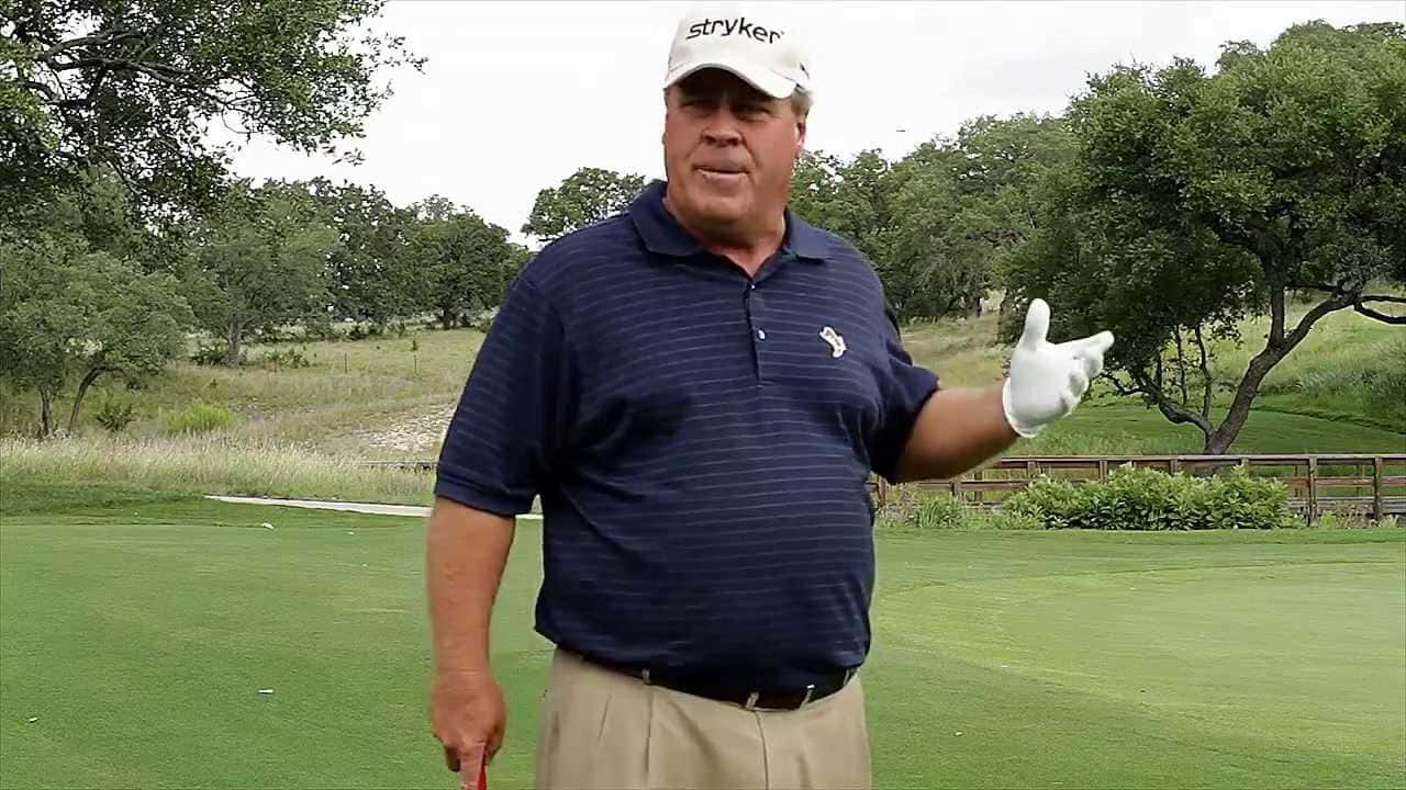 Hal Sutton, navy blue polo shirt, lush green golf course, HD Desktop Wallpaper