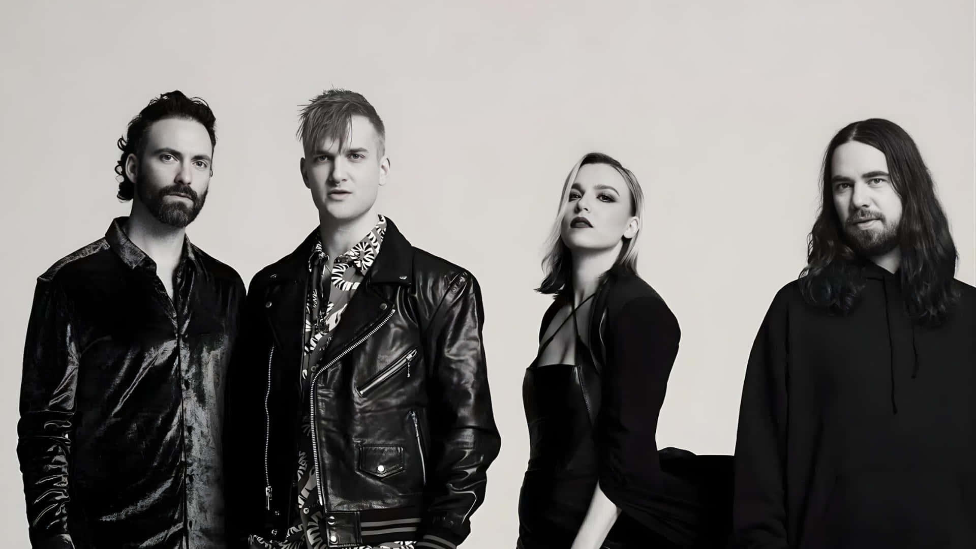 Halestorm, band members, monochrome portrait, Full HD Desktop Wallpaper