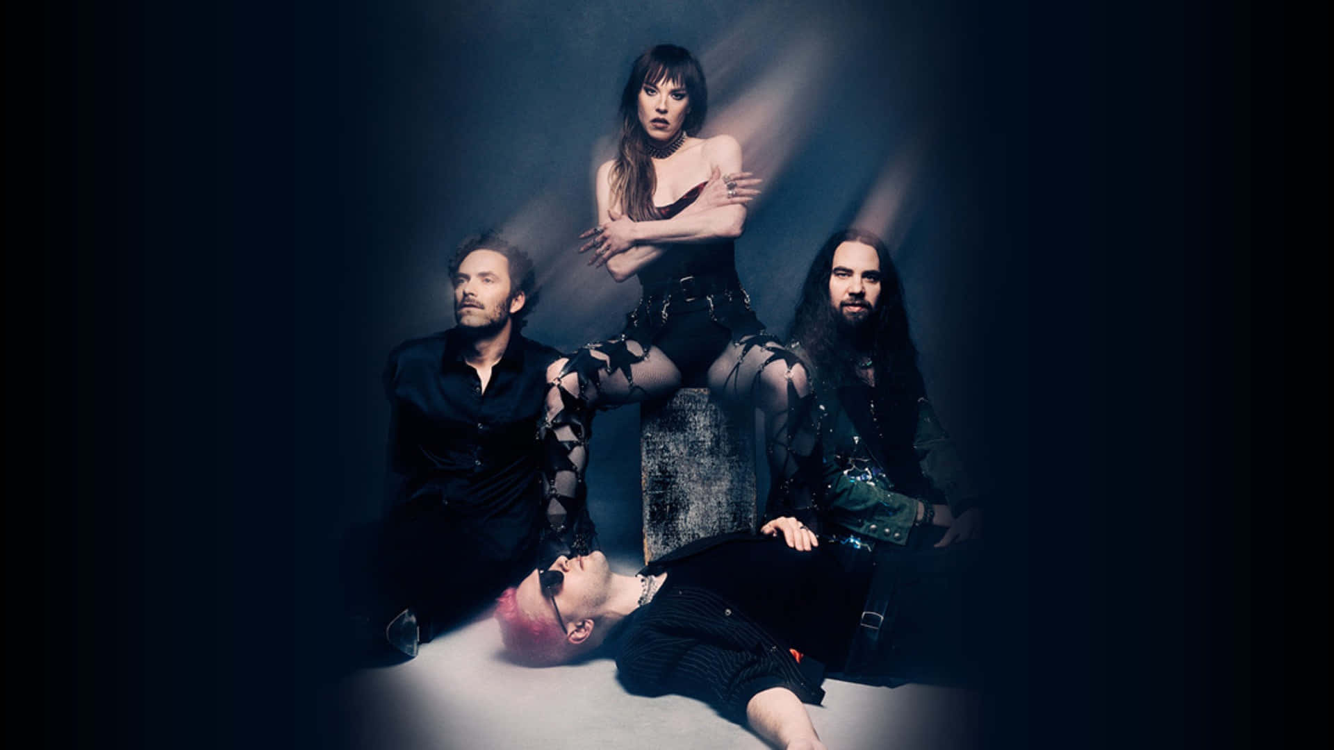 Halestorm, band members, spotlight beams, Full HD Desktop Wallpaper