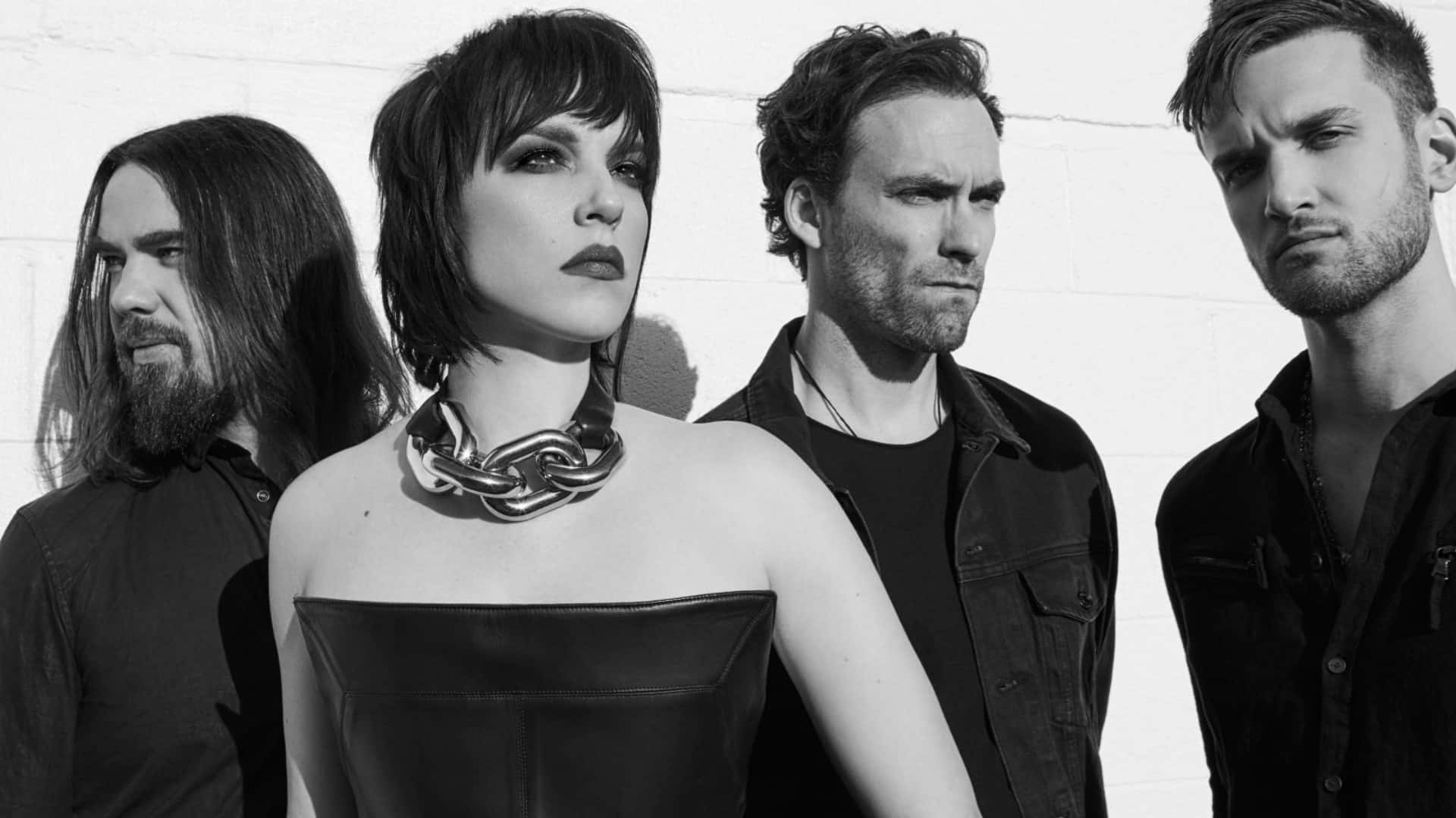 Halestorm, band members, black and white, Full HD Desktop Wallpaper