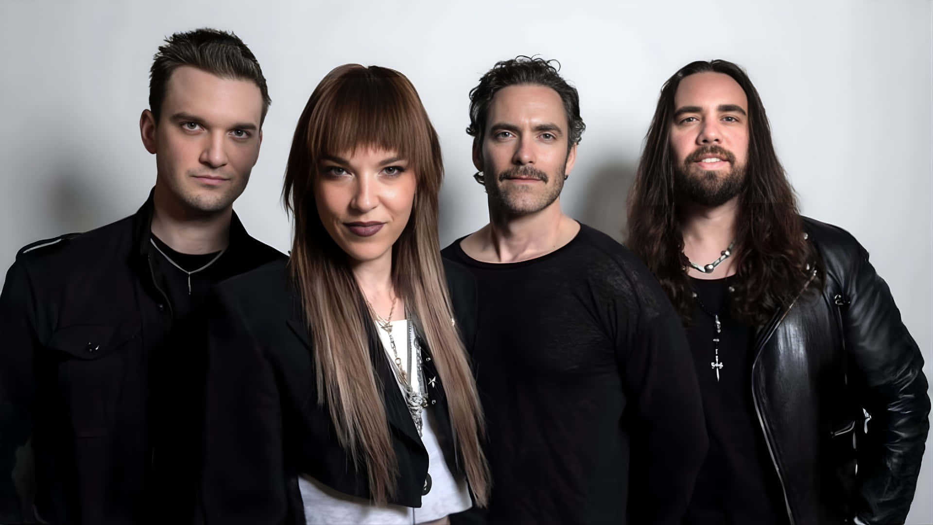 Halestorm, black attire, plain white background, Full HD Desktop Wallpaper