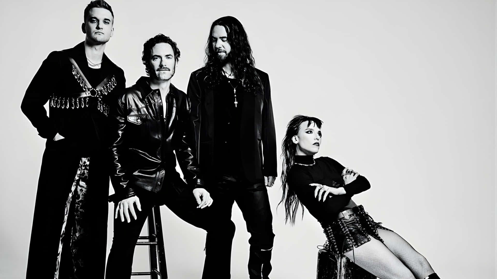 Halestorm, black outfits, white background, Full HD Desktop Wallpaper