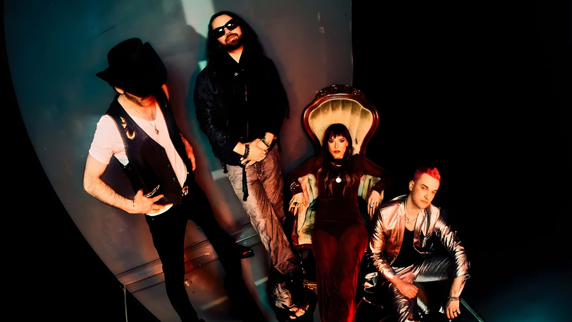 Halestorm, band members, vintage chair, Full HD Desktop Wallpaper
