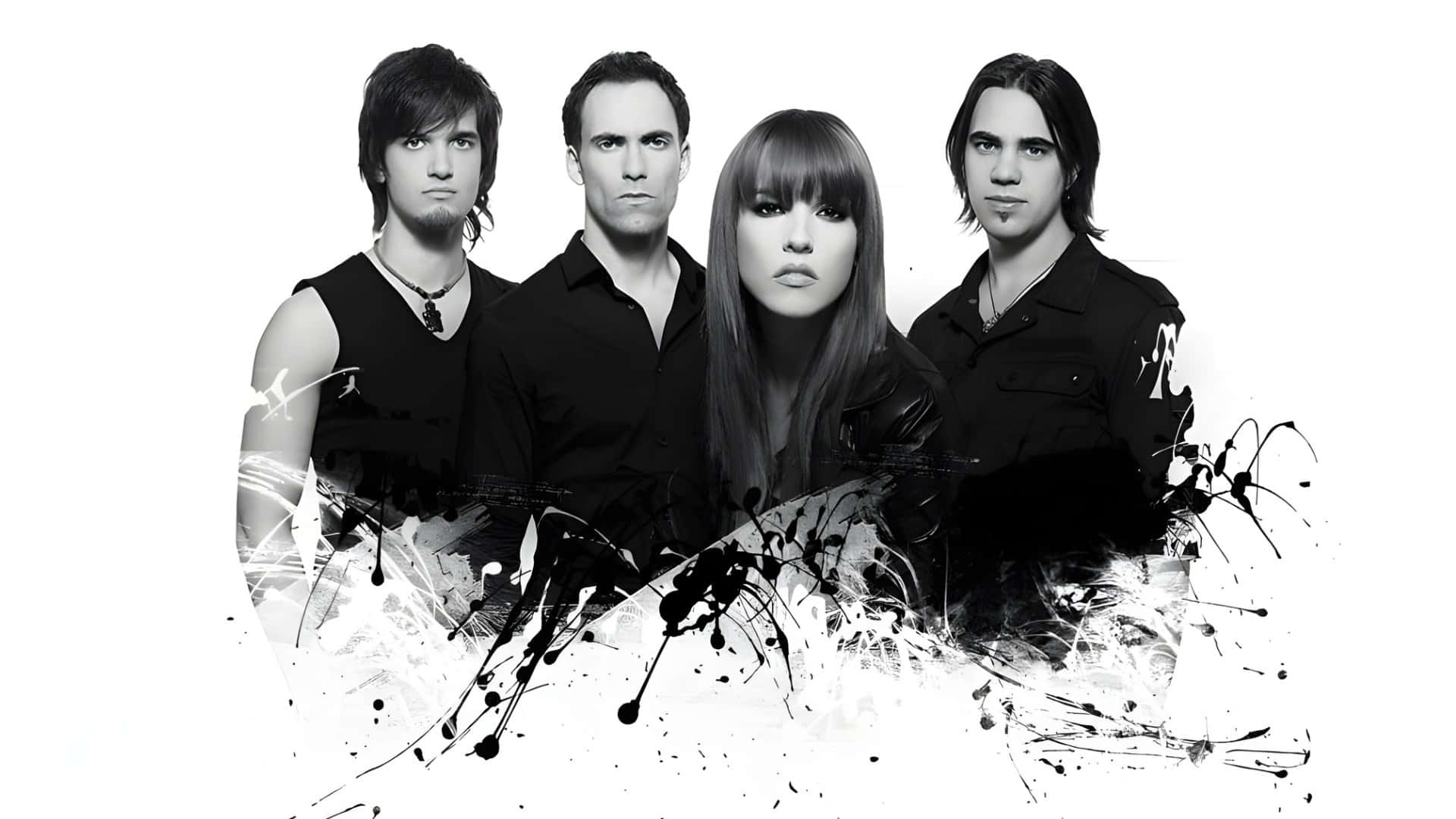 Halestorm, black attire, stark white background, Full HD Desktop Wallpaper