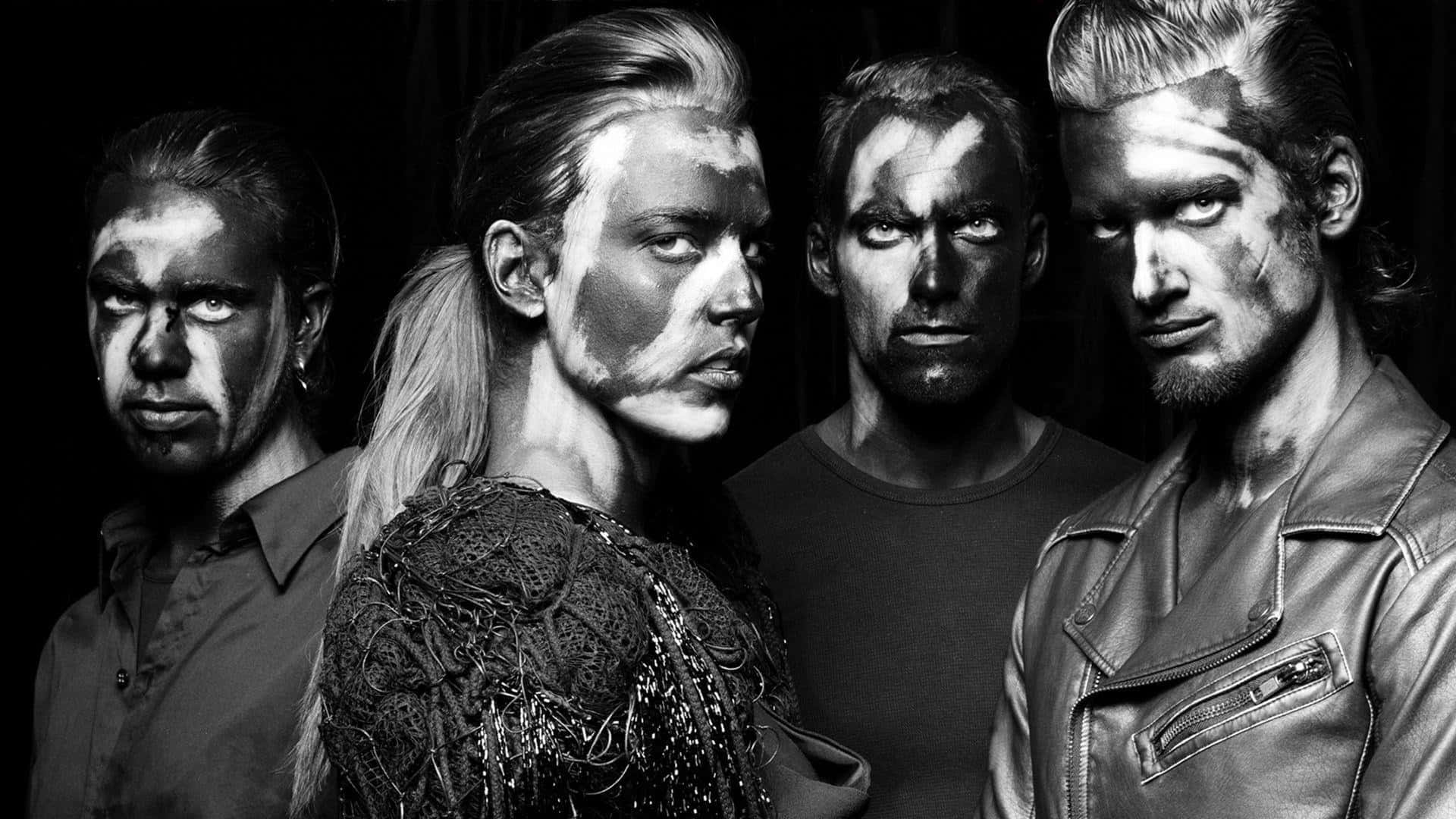 Halestorm, black and white face paint, dark background, Full HD Desktop Wallpaper