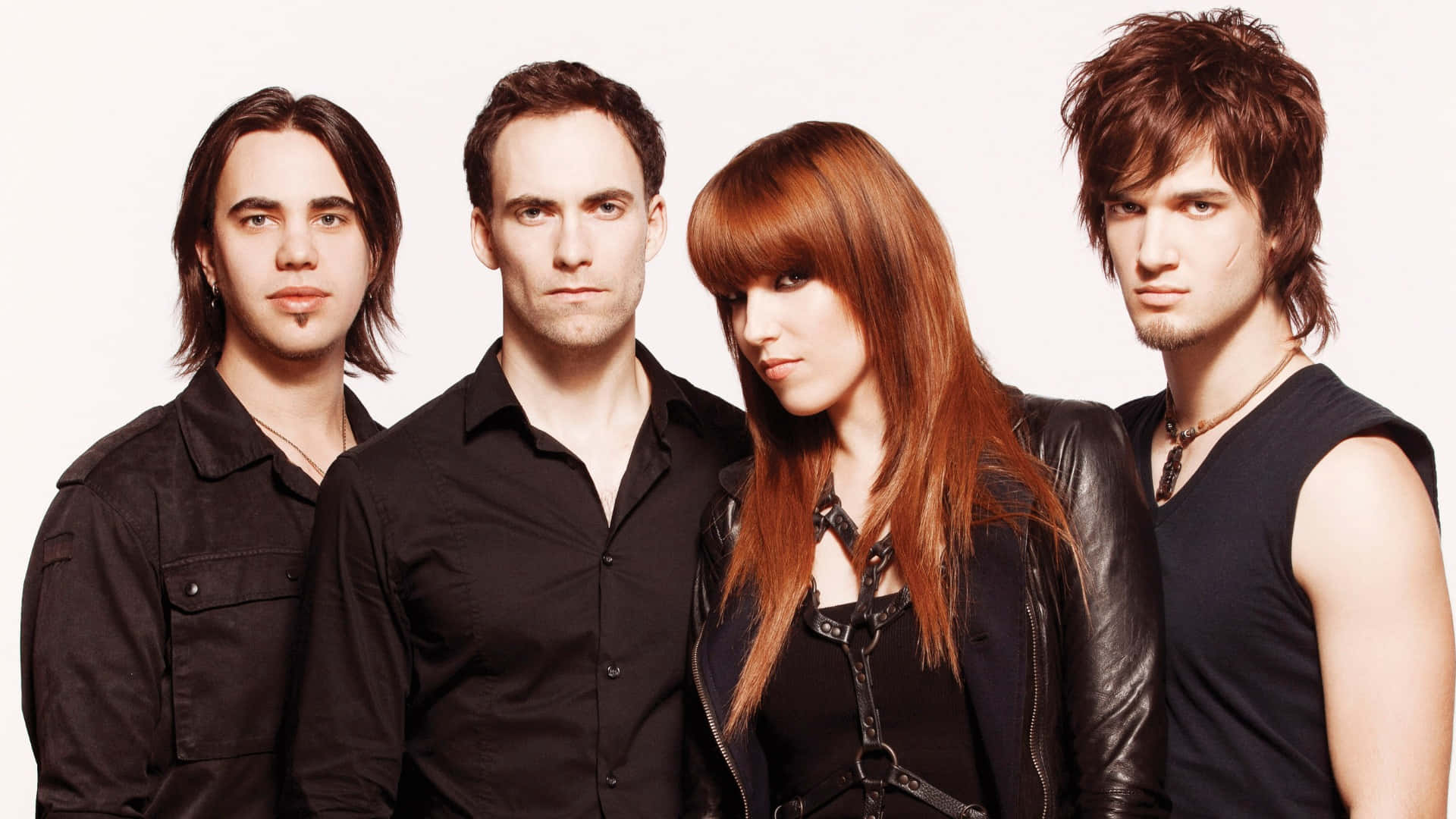 Halestorm, black clothing, plain white background, Full HD Desktop Wallpaper
