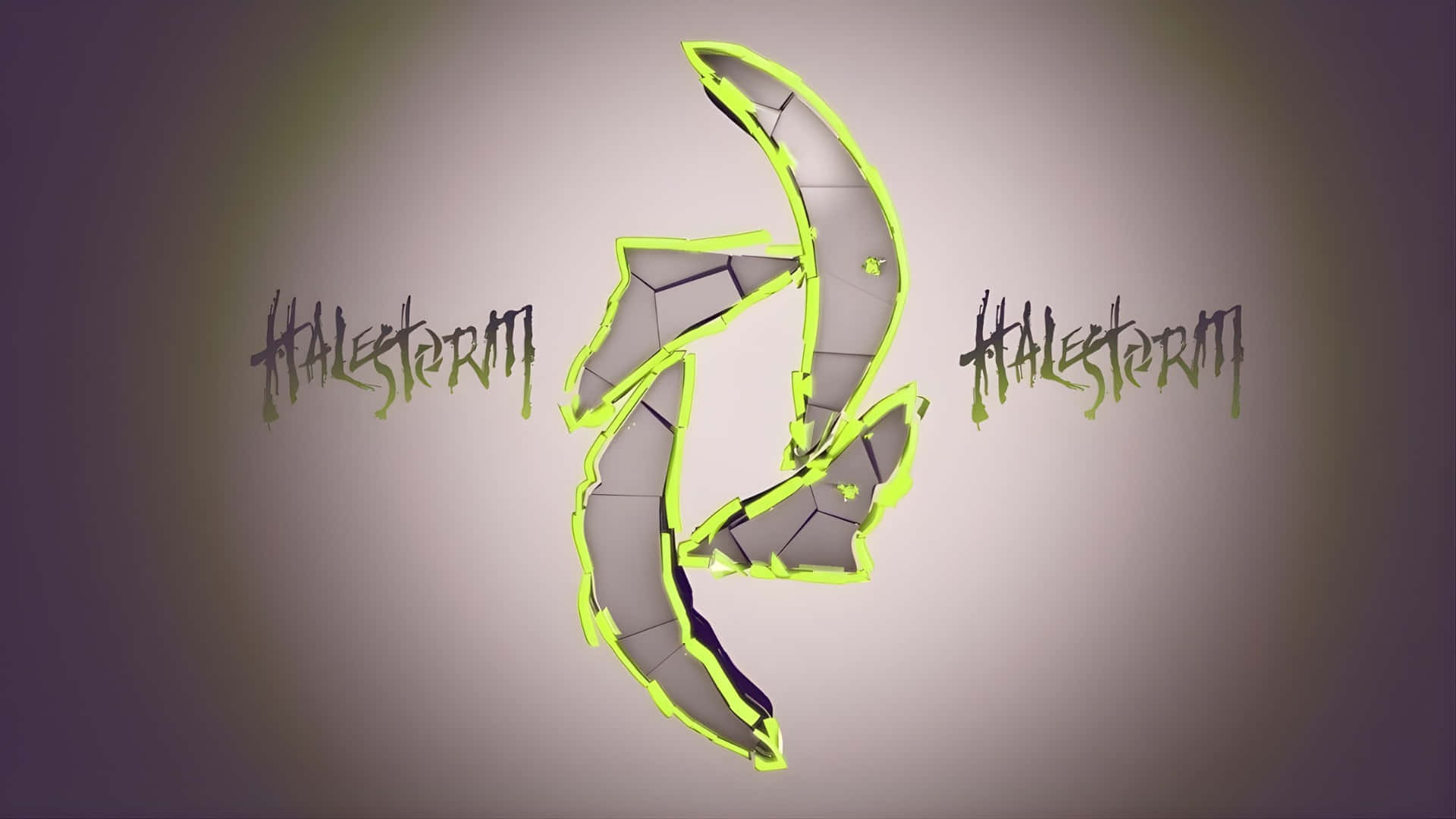 Halestorm, gray crescent moon, neon green outline, Full HD Desktop Wallpaper