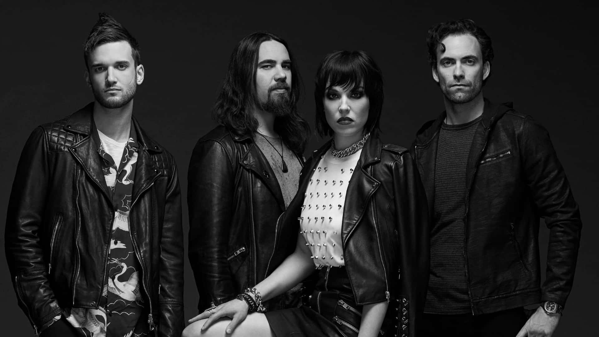 Halestorm, band members, leather jackets, Full HD Desktop Wallpaper