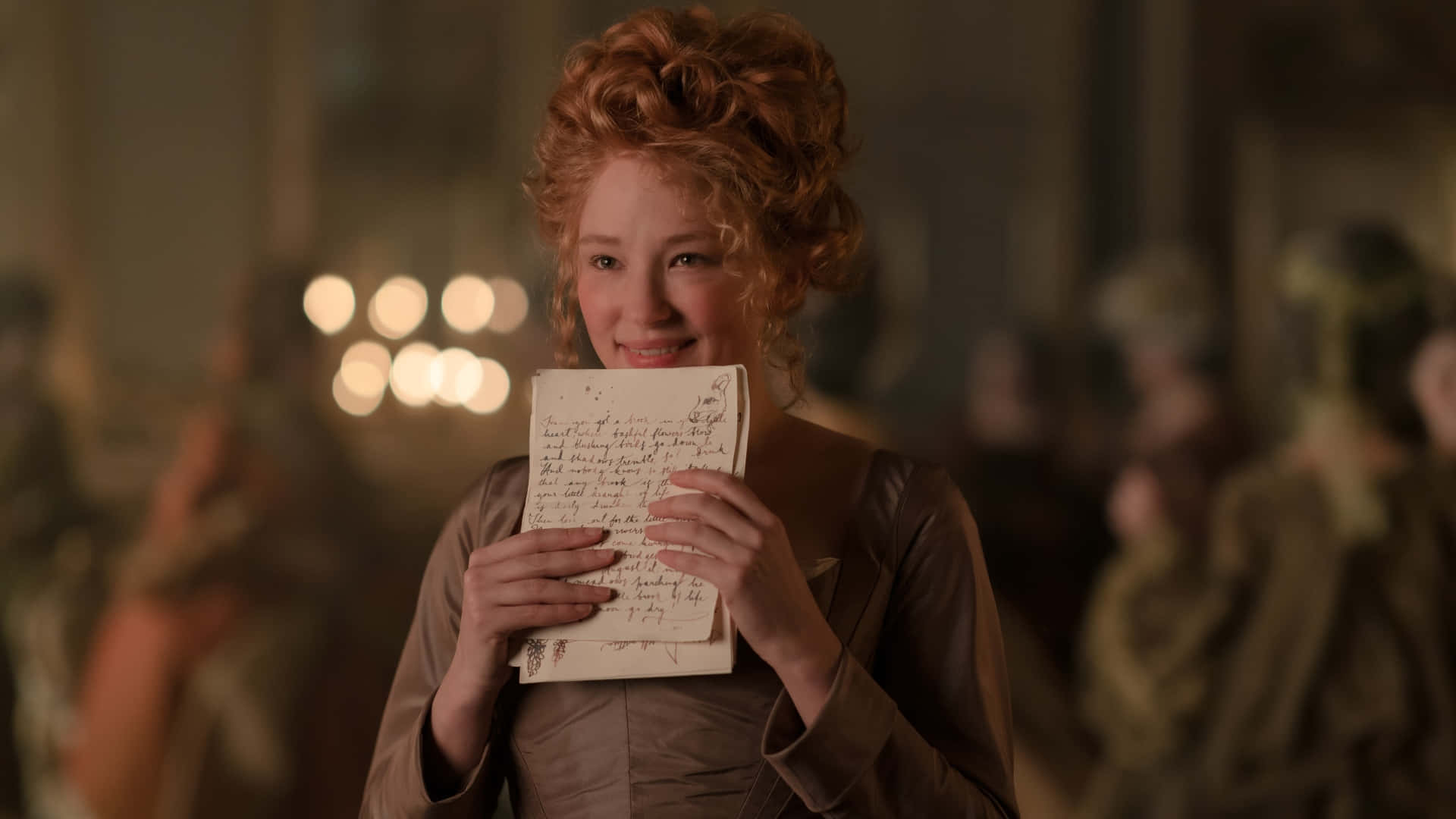 Haley Bennett, curly red hair, handwritten letter, Full HD Desktop Wallpaper