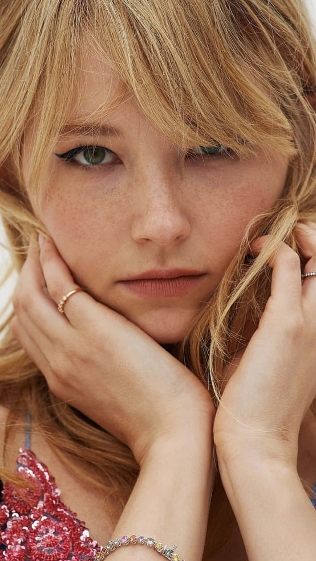 Haley Bennett, blonde hair, freckles, Full HD Phone Wallpaper