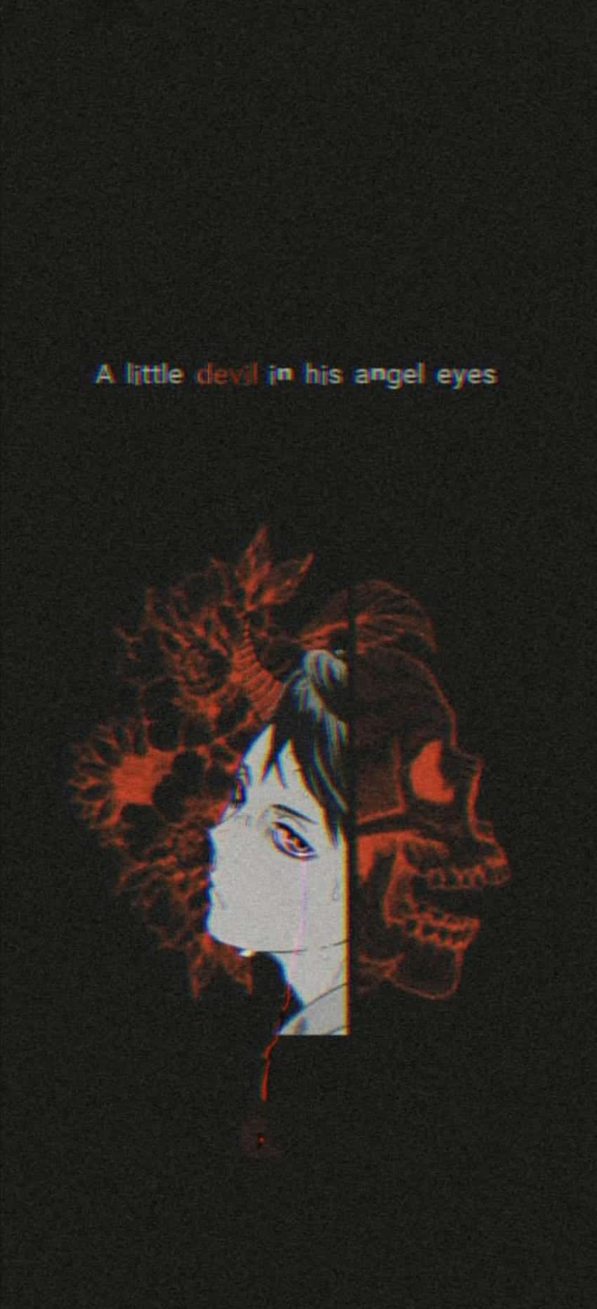 angelic face, demonic skull half, glowing red eyes, HD Phone Wallpaper