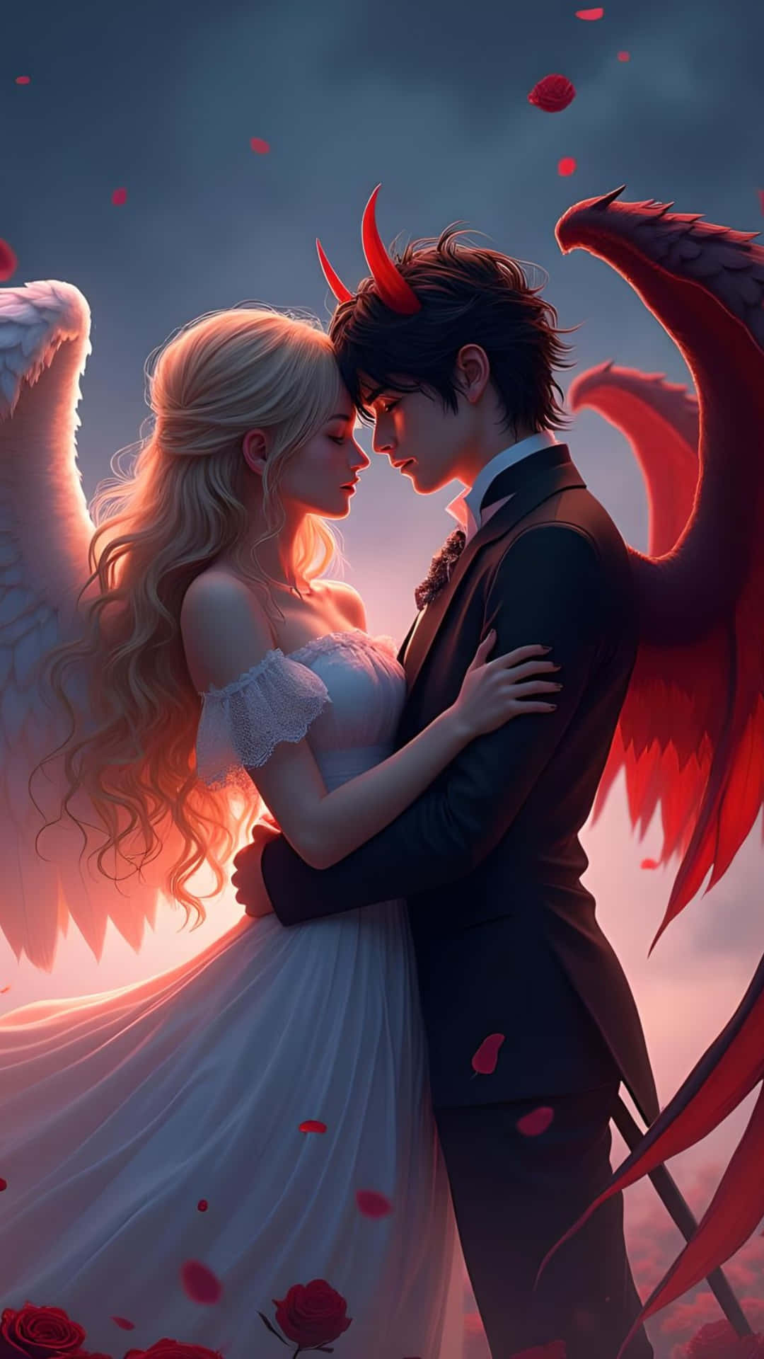 angel, devil, white wings, Full HD Phone Wallpaper