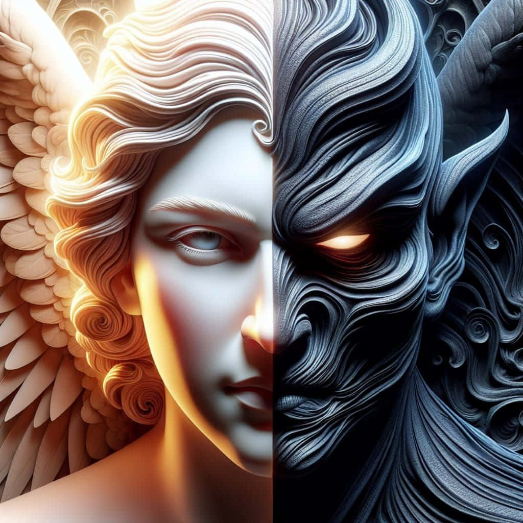 angel, demon, golden wings, SD Desktop Wallpaper