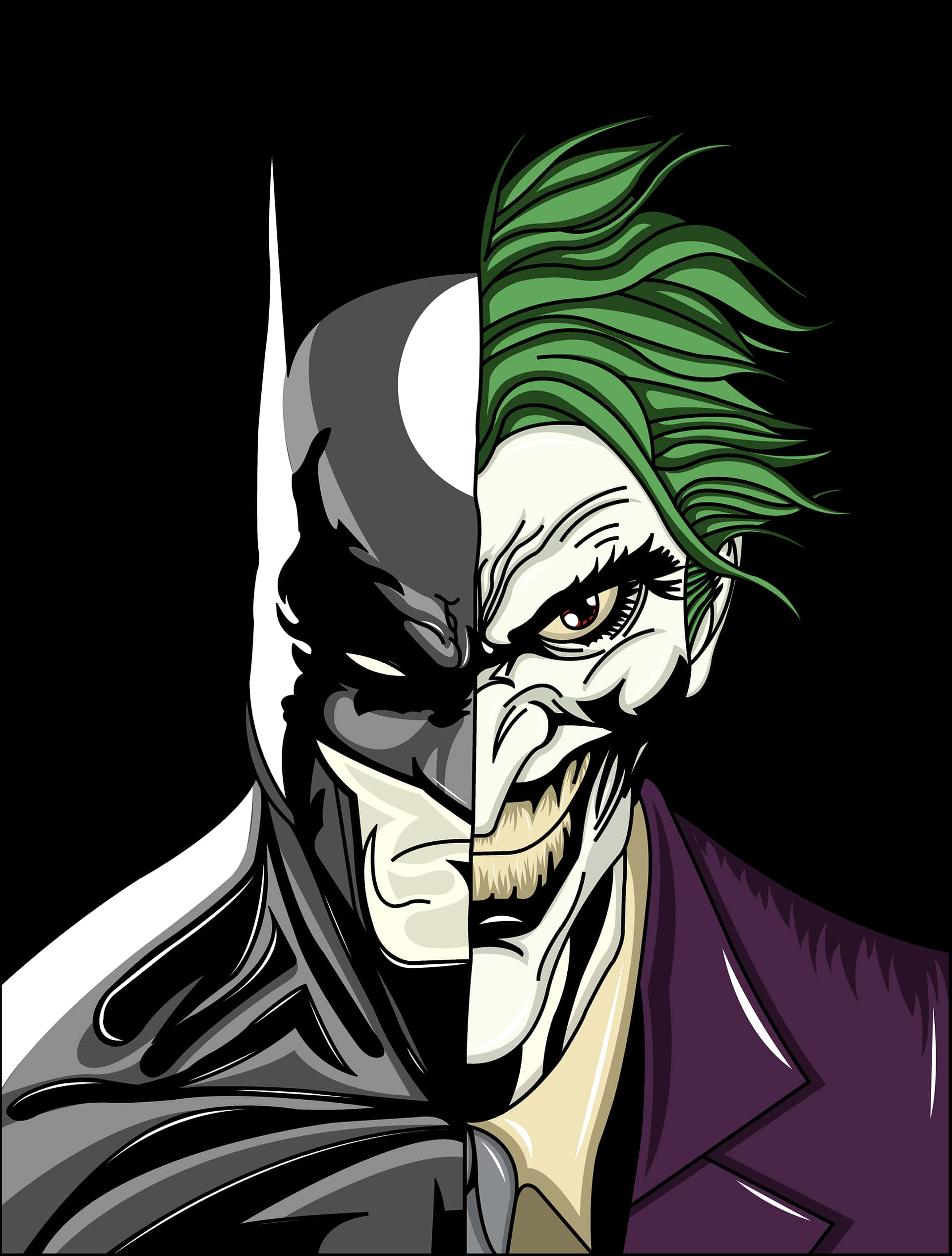 Batman, Joker, black background, Full HD Phone Wallpaper