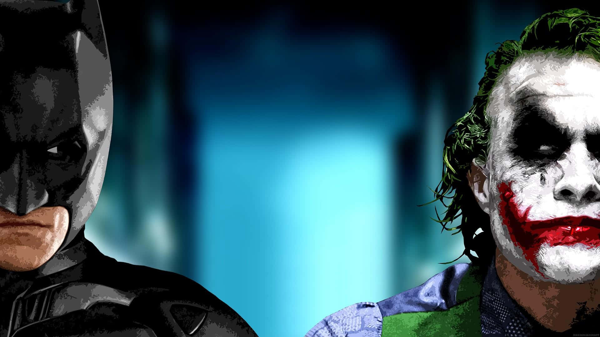 Batman, Joker, blue background, Full HD Desktop Wallpaper