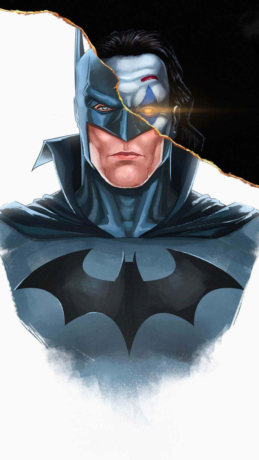 Half Batman Half Joker, Batman, red eye, HD Phone Wallpaper