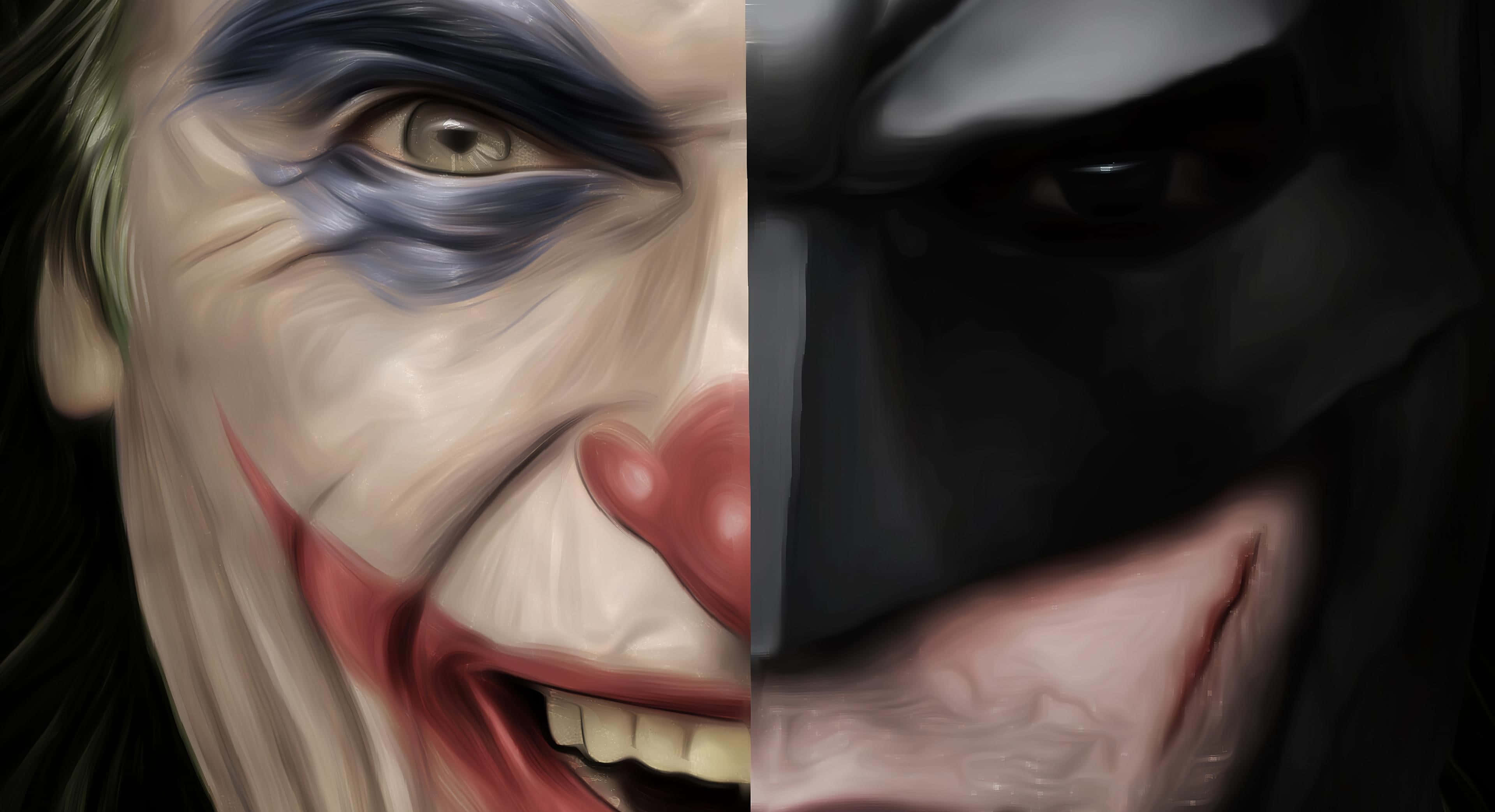 Half Batman Half Joker, Joker, Batman, 2K Desktop Wallpaper