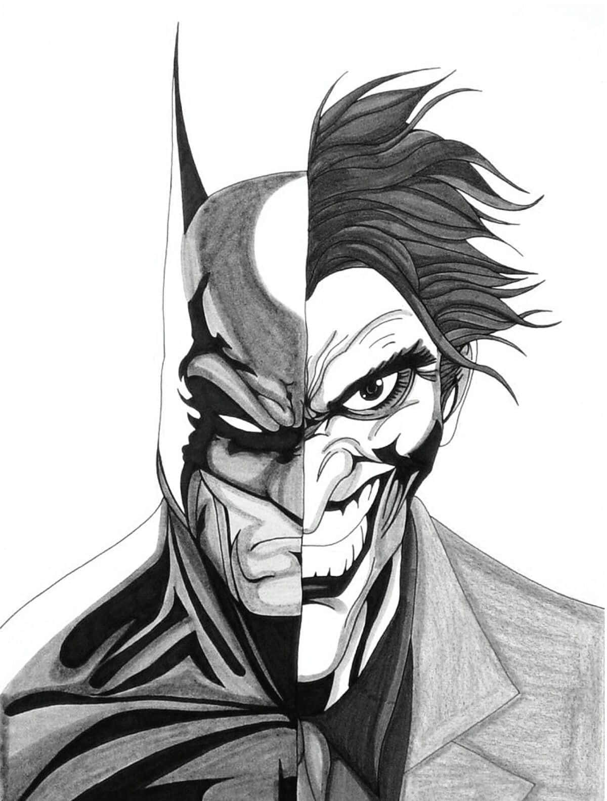 Batman, Joker, black and white pencil drawing, HD Phone Wallpaper