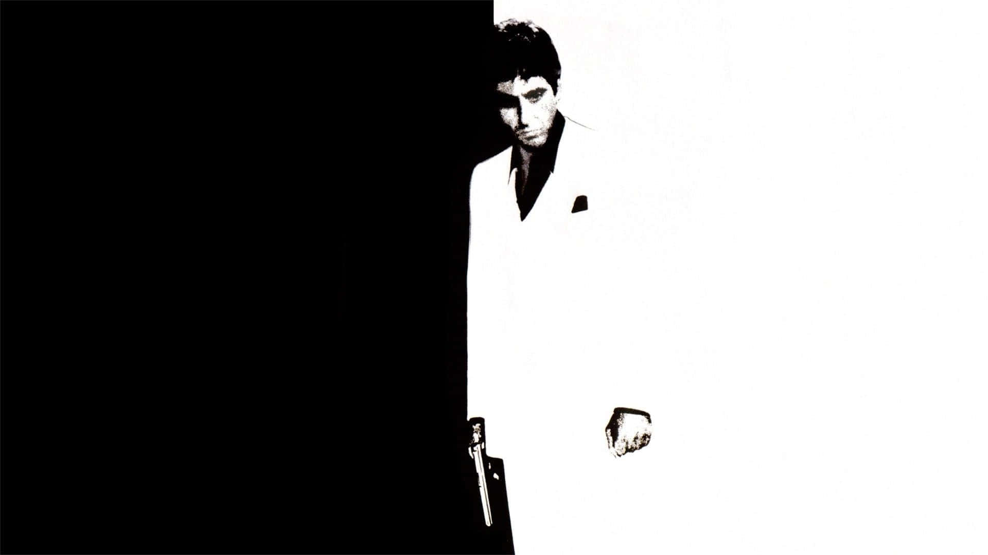 Half Black Half White, black and white portrait, man in a white suit, Full HD Desktop Wallpaper