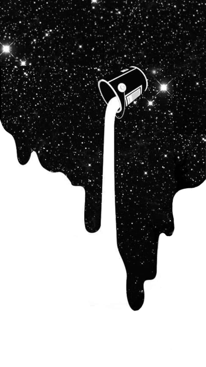Half Black Half White, dripping paint can, starry night sky, HD Phone Wallpaper