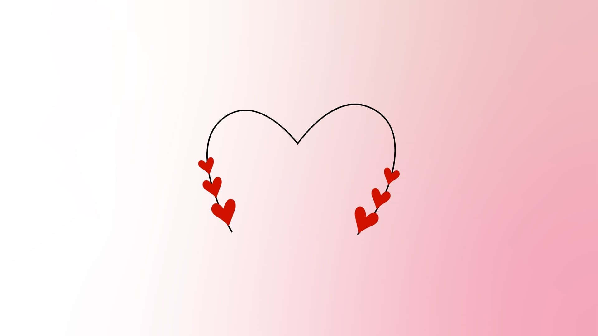 Half Heart, black outline heart, red heart charms, Full HD Desktop Wallpaper