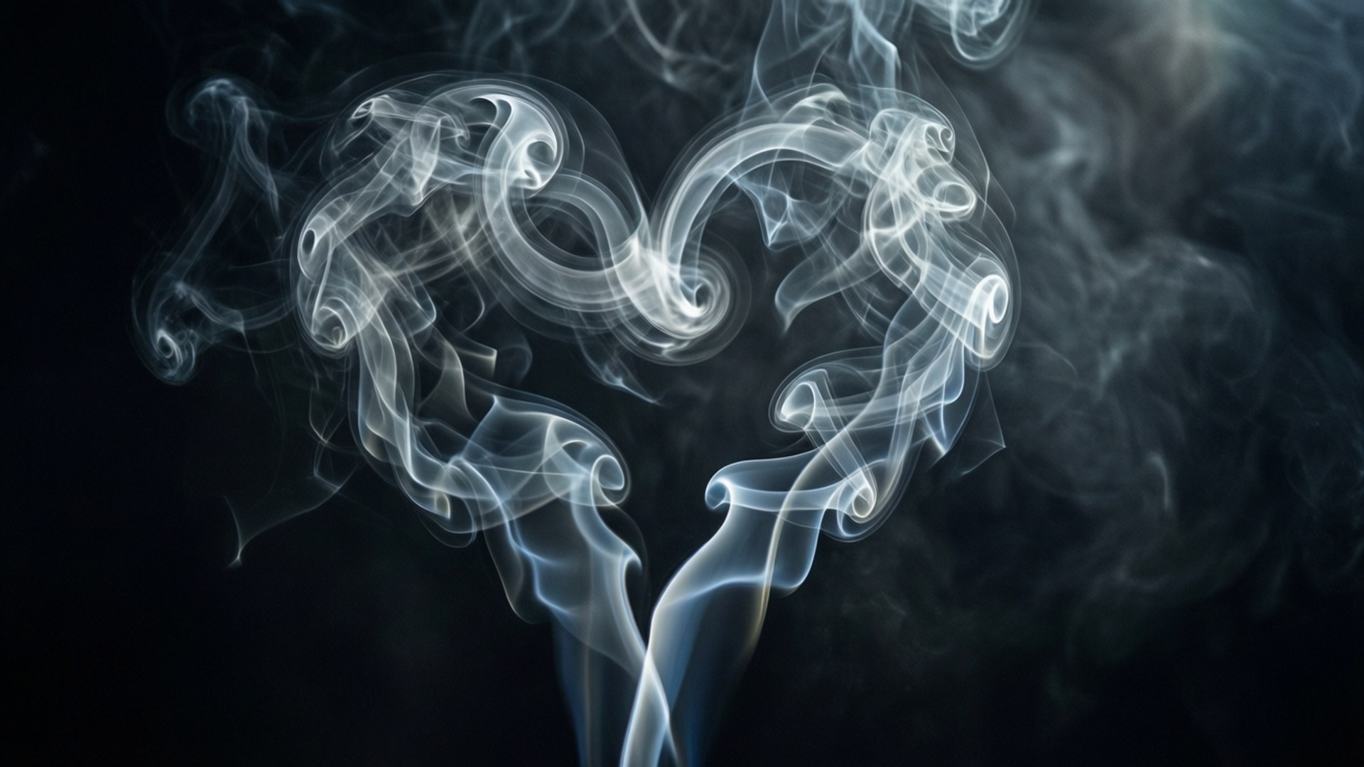Smoke Heart, half heart, swirling smoke, Full HD Desktop Wallpaper