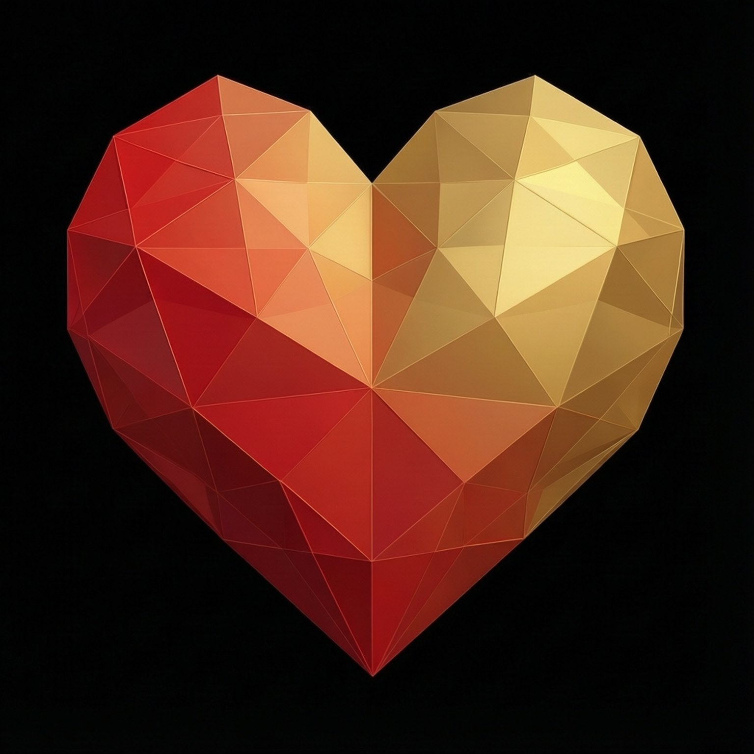 low poly heart, red, gold, HD Desktop Wallpaper