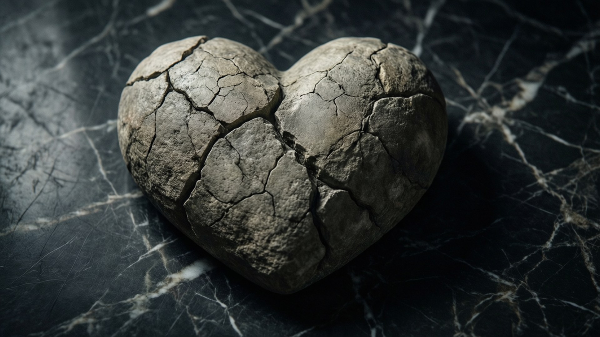 broken stone heart, dark marble, cracked stone, Full HD Desktop Wallpaper