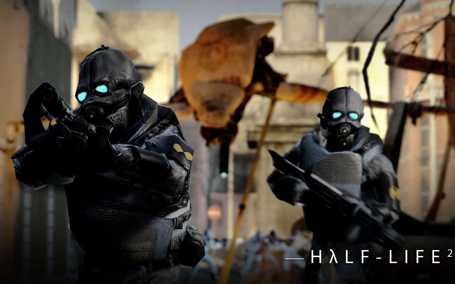 Half-Life 2, armored soldiers, glowing blue eyes, Full HD Desktop Wallpaper